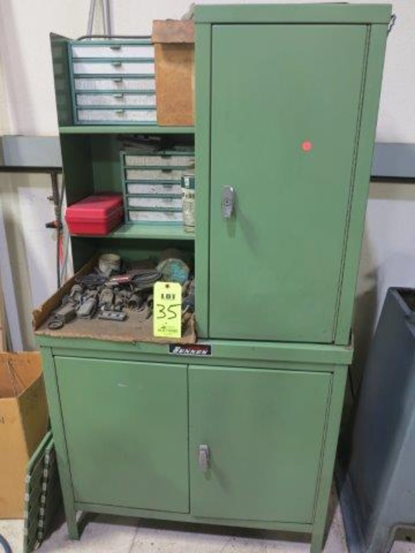 SUNNEN HONE CABINET W/ CONTENTS, HONE TOOLING & 1 CRATE