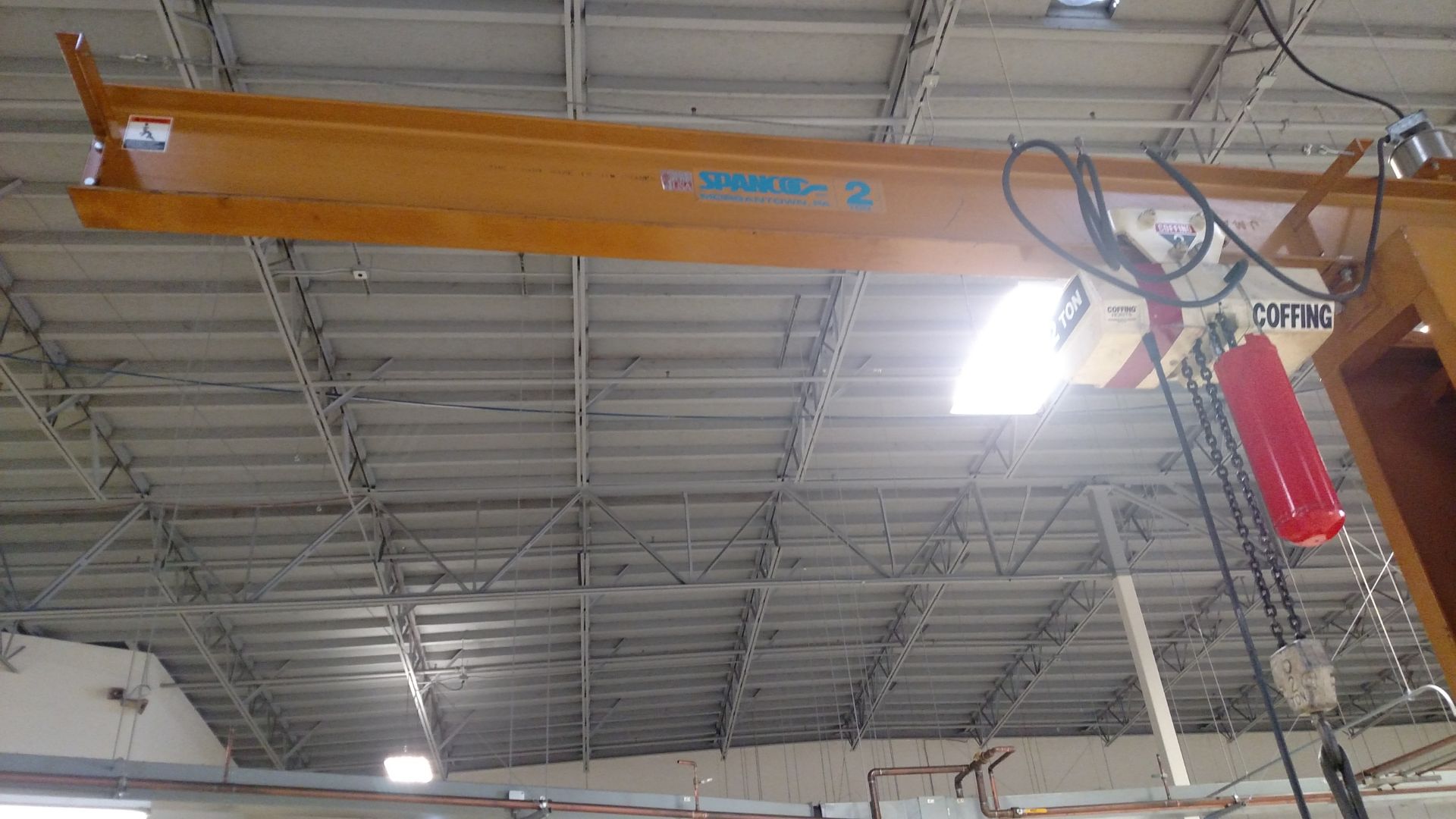 SPANCO 2 TON JIB CRANE, COFFING 2 TON HOIST, PENDANT CONTROL - Image 2 of 3