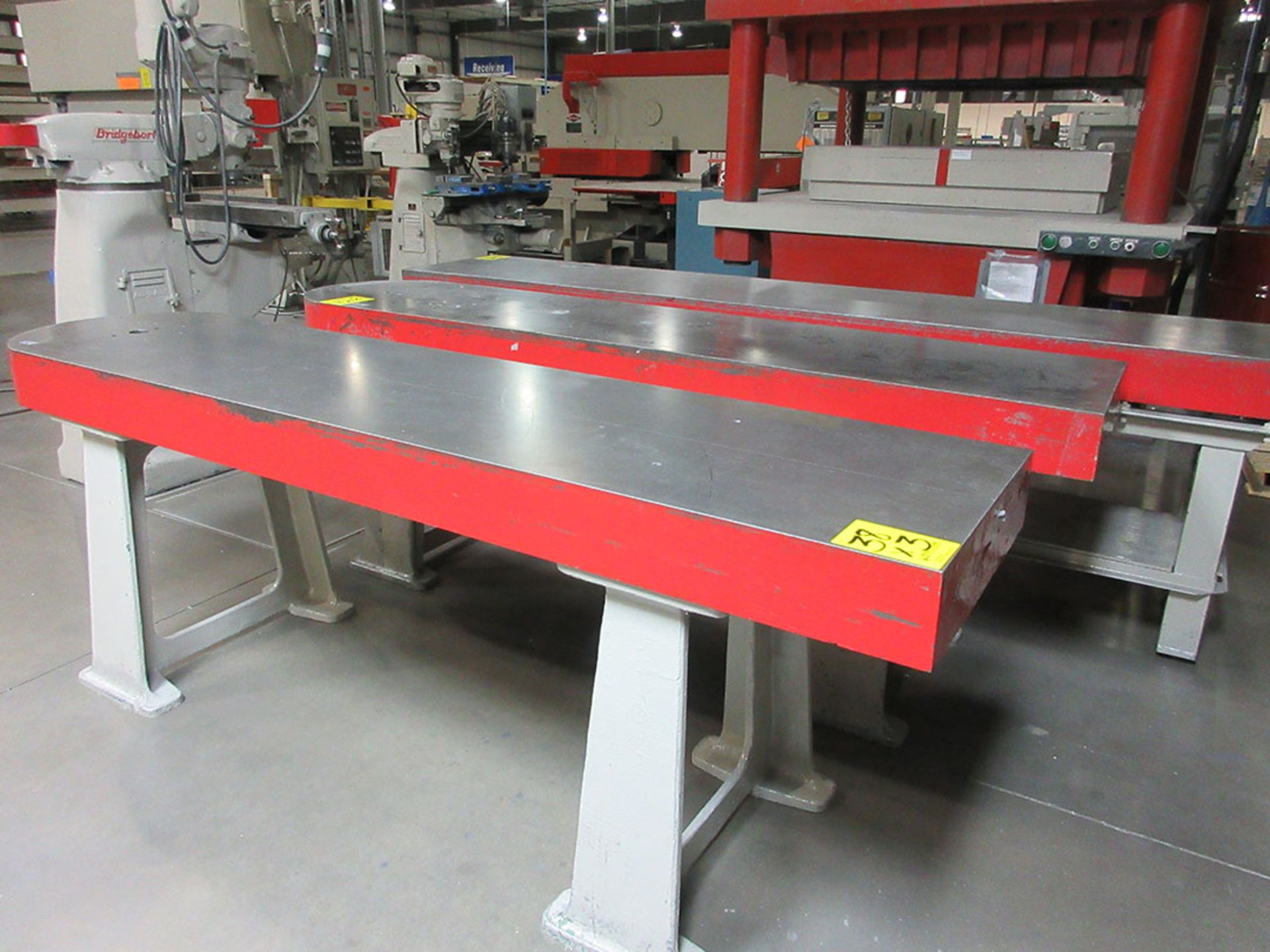 (2) 102'' X 24'' X 1 1/2'' THICKNESS STEEL LAYOUT TABLE & (1) 120'' X 24'' X 1 1/2'' THICKNESS