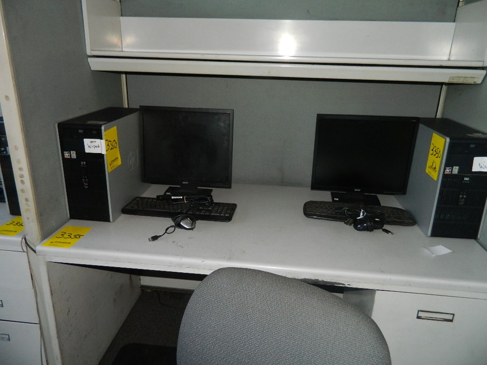 HP FLAT SCREENS, HARD DRIVES, AND KEY BOARDS (X2)