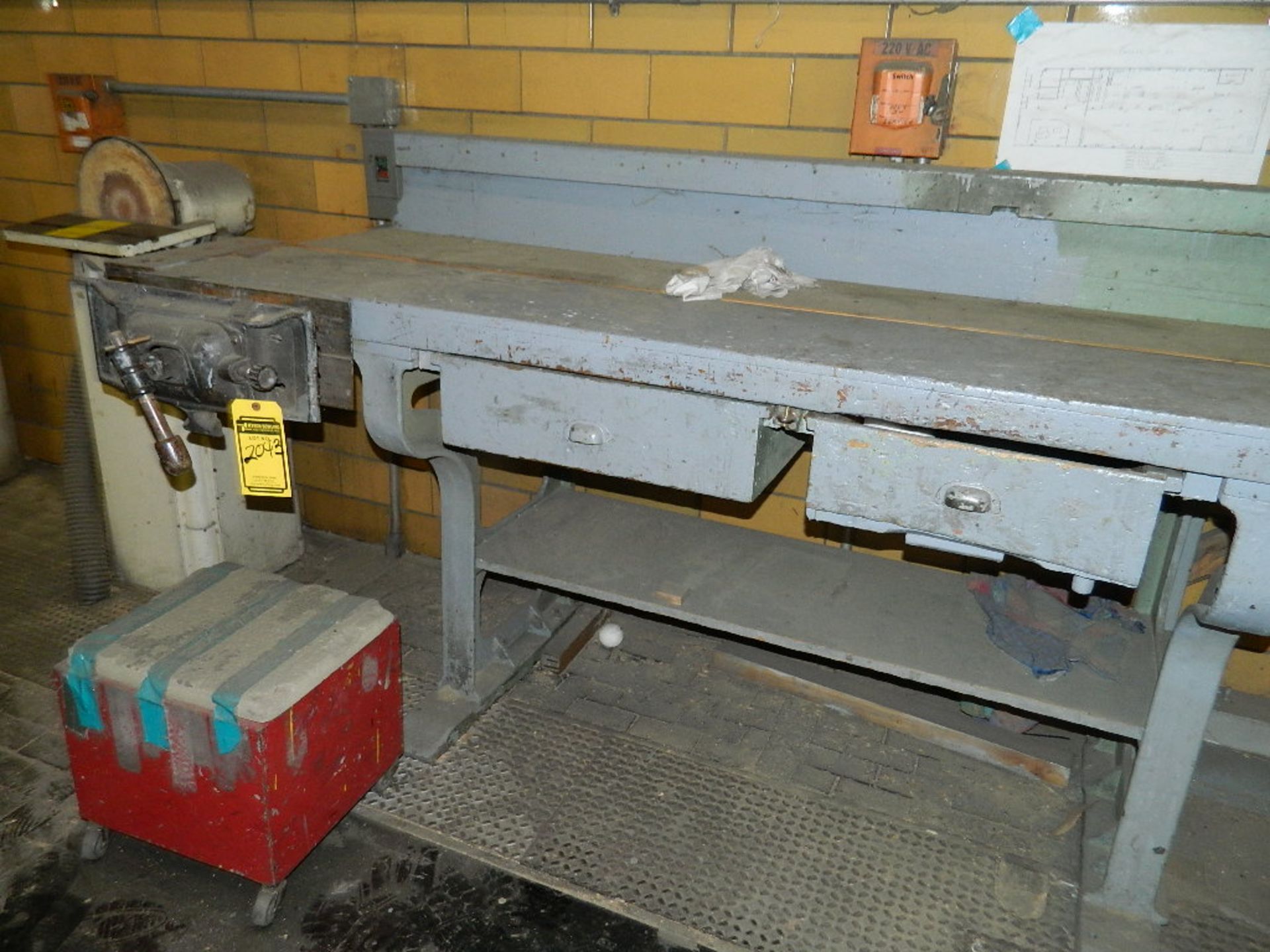 26'' X 83'' WORK TABLE WITH CLAMP WOOD VISE