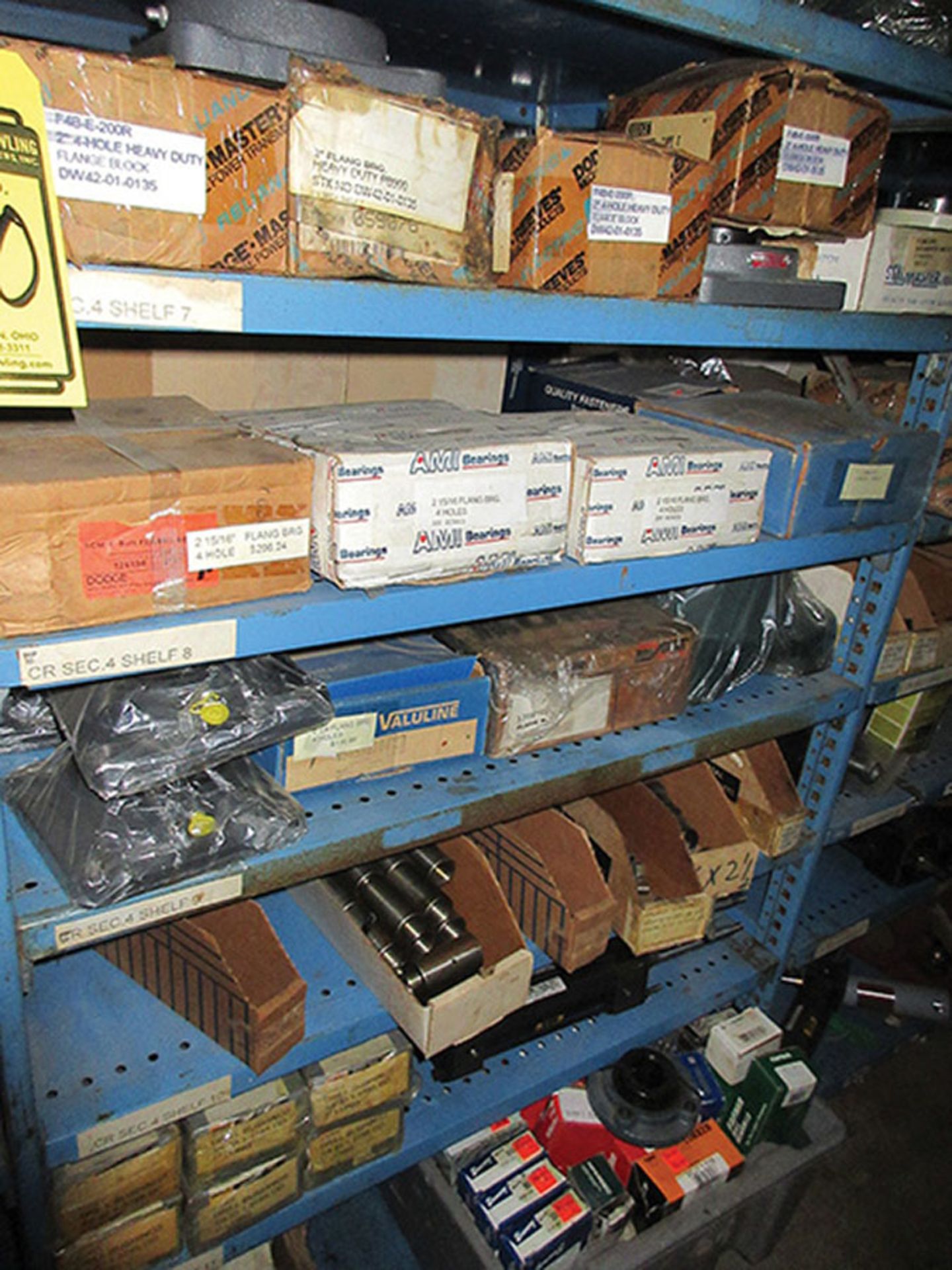 CONTENTS OF (1) SIDE OF (3) SECTIONS OF SHELF UNIT: LARGE ASSORTMENT OF CARTRIDGE BEARINGS, FLANGE - Image 2 of 8