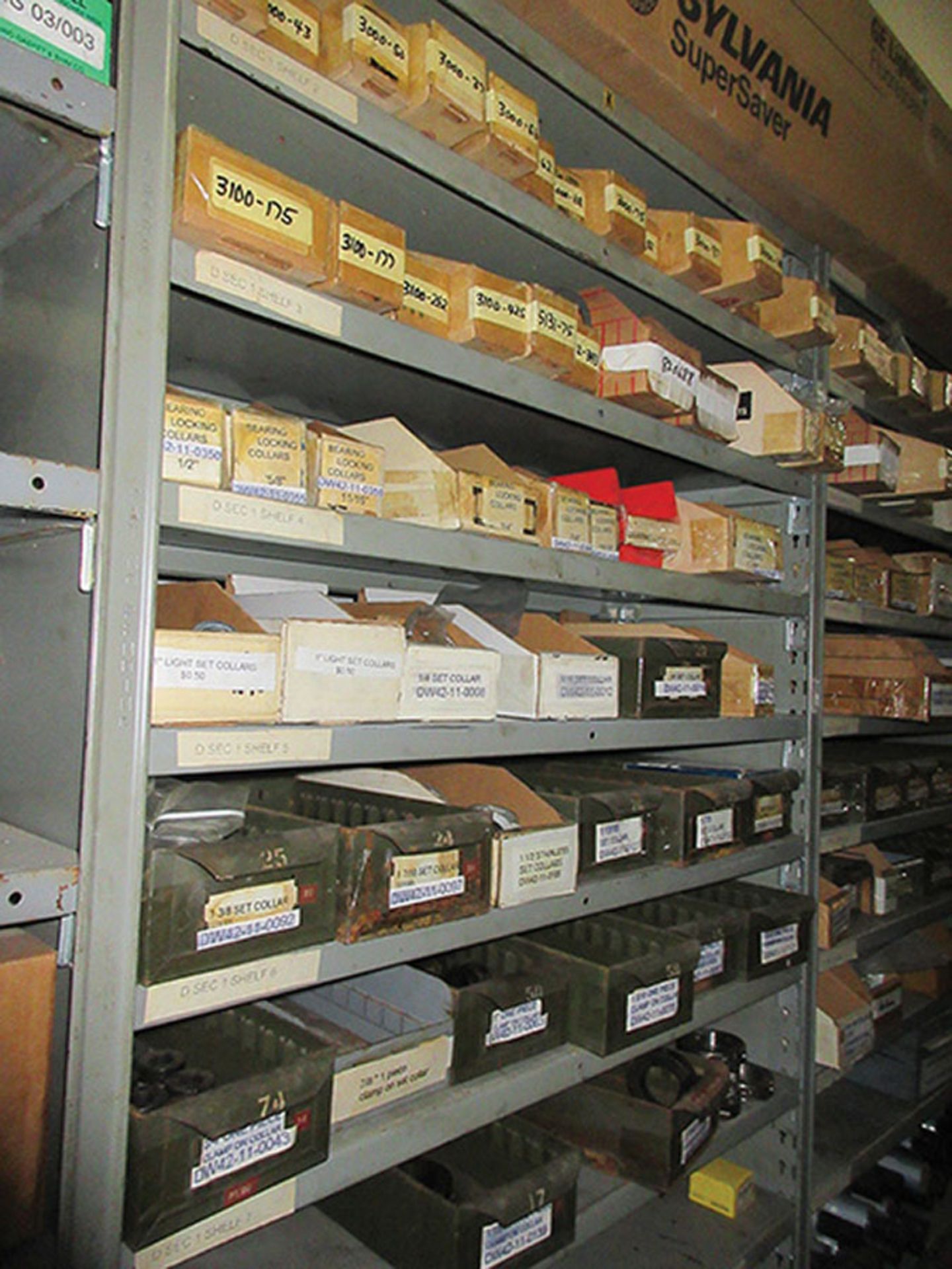 CONTENTS OF (5) SECTION SHELF UNIT: ASSORTED OHIO STEEL SHIMS; ASSORTED COLLARS; SPRINGS, - Image 4 of 10