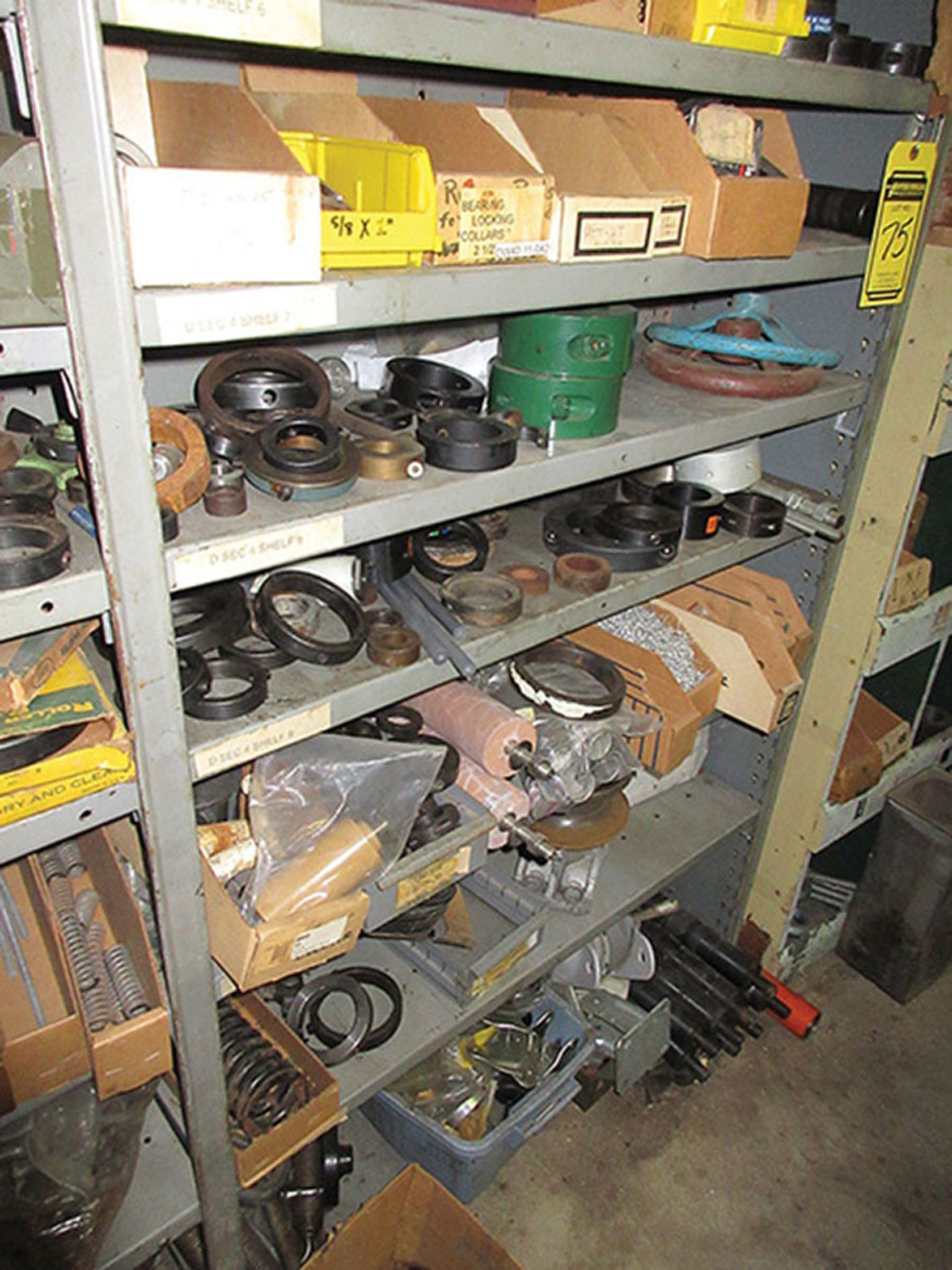 CONTENTS OF (5) SECTION SHELF UNIT: ASSORTED OHIO STEEL SHIMS; ASSORTED COLLARS; SPRINGS, - Image 9 of 10