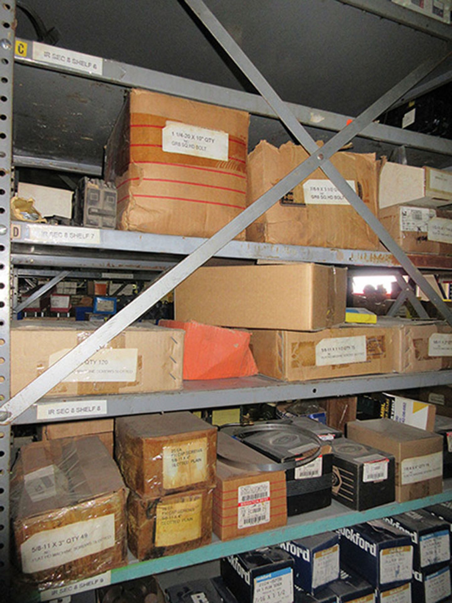 CONTENTS OF (1) SIDE, (4) SECTIONS OF SHELF UNIT: ASSORTMENT OF LOCK WASHERS & NUTS; CIRCUIT - Image 11 of 12