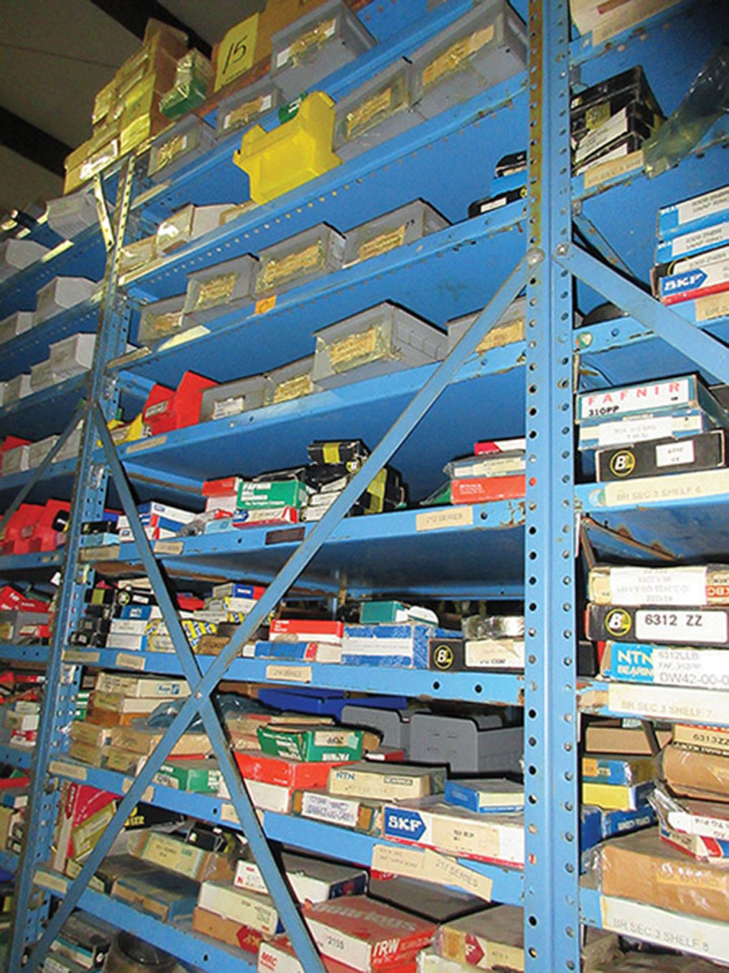 CONTENTS OF (1) SIDE OF (4) SECTIONS OF SHELF UNIT: LARGE QUANTITY OF BEARINGS (SNR, MRC, SKF, - Image 4 of 6