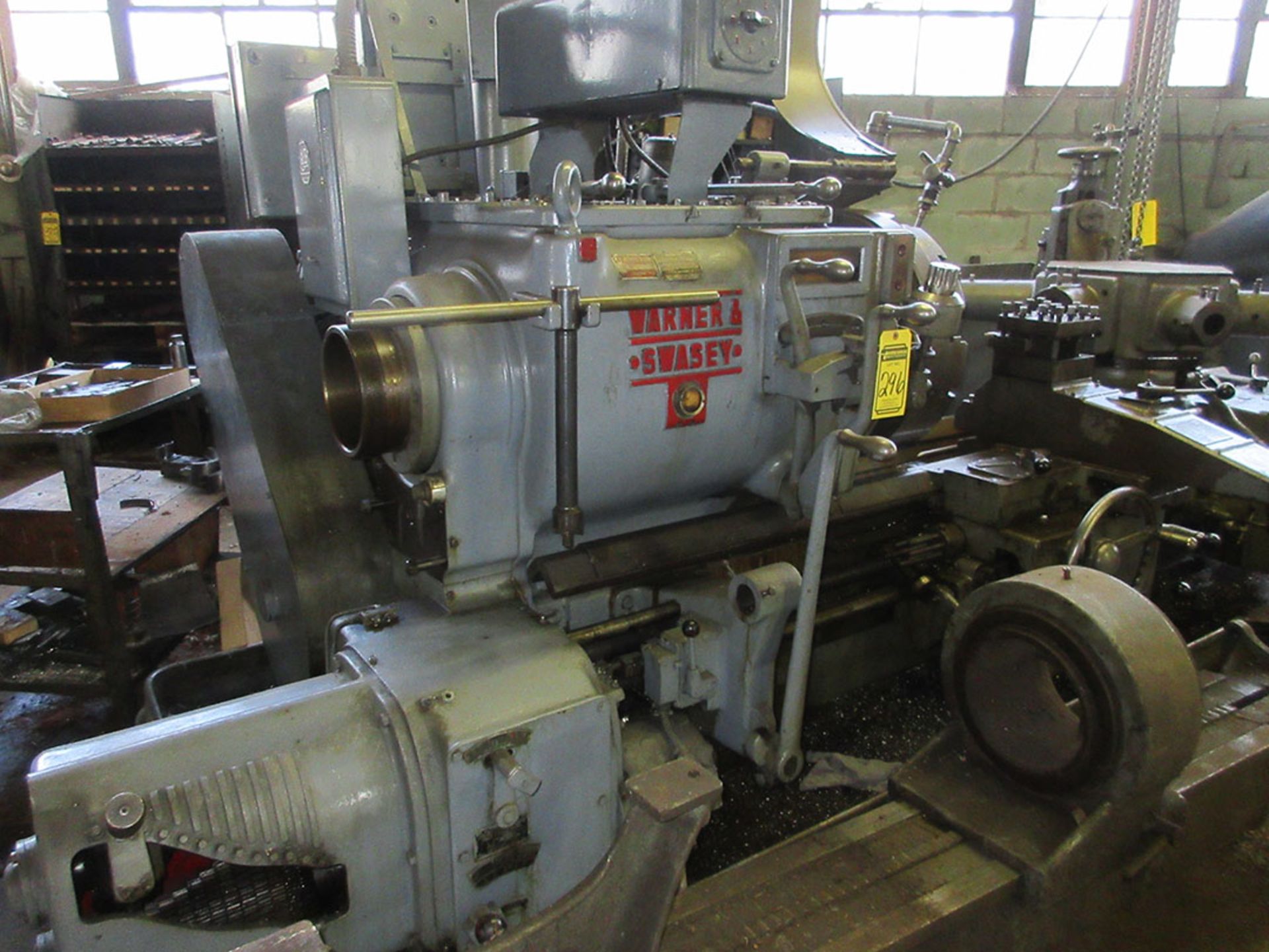 WARNER & SWASEY 1500 #4A TURRET LATHE, 8 1/4'' SPINDLE BORE, POWER WRENCH, COOLANT, 24'' 3-JAW - Image 4 of 4