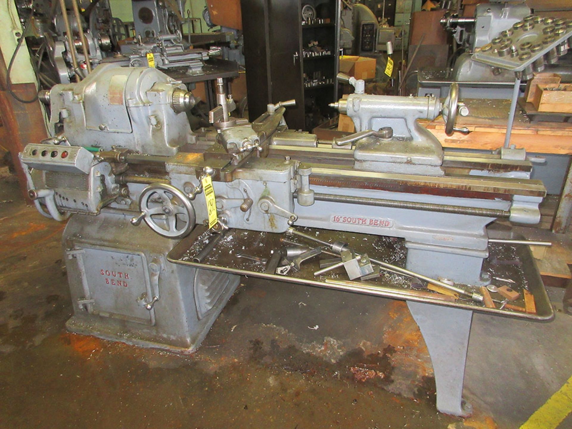 SOUTH BEND 16'' ENGINE LATHE; 6' BED, CAT# 8117C, TAPER ATTACHMENT, 5C COLLET ATTACHMENT