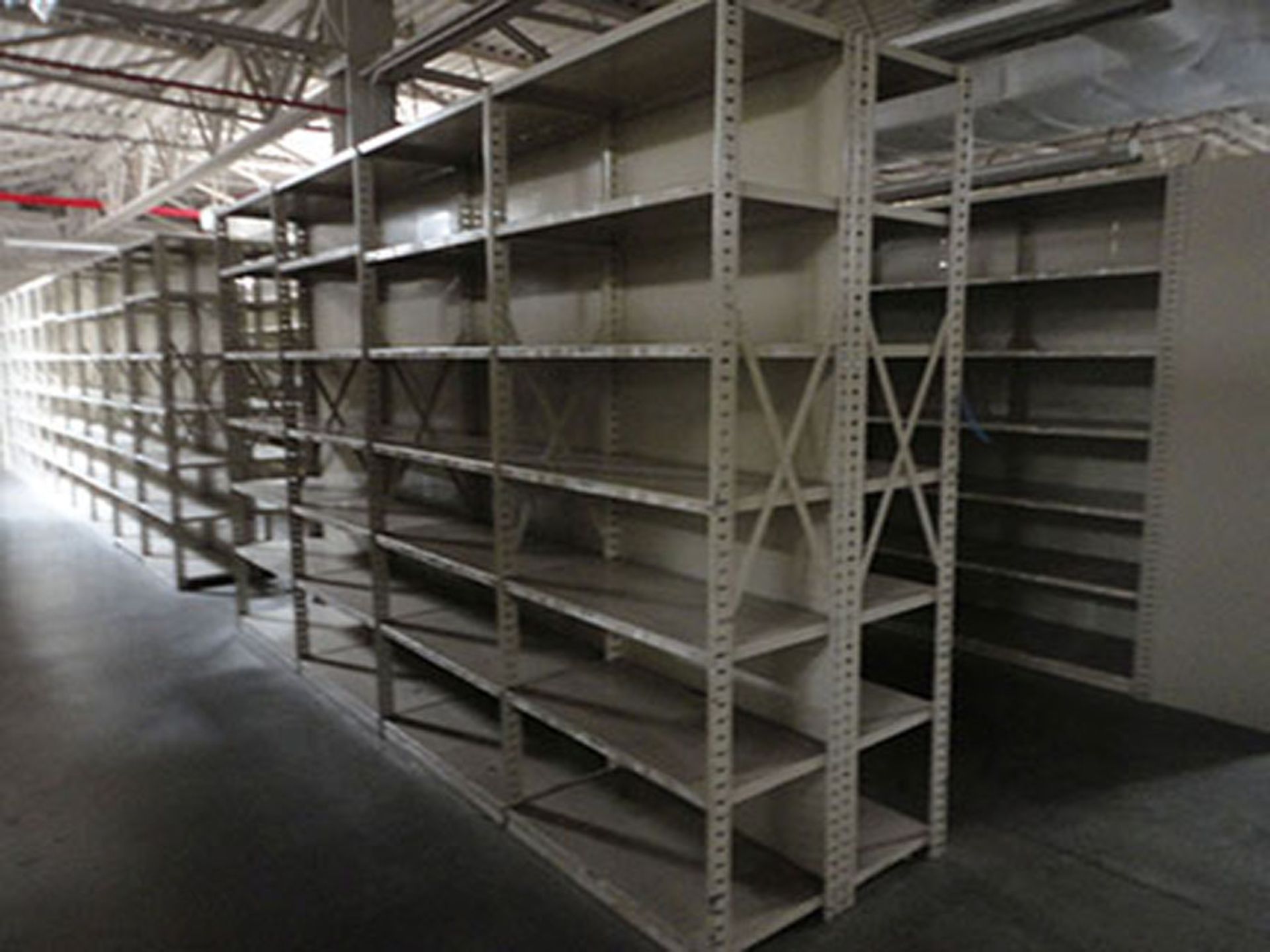(27) SECTIONS 18'' X 36'' X 84'' HIGH HALLOWELL CLIP STYLE STEEL SHELVING - Image 2 of 4