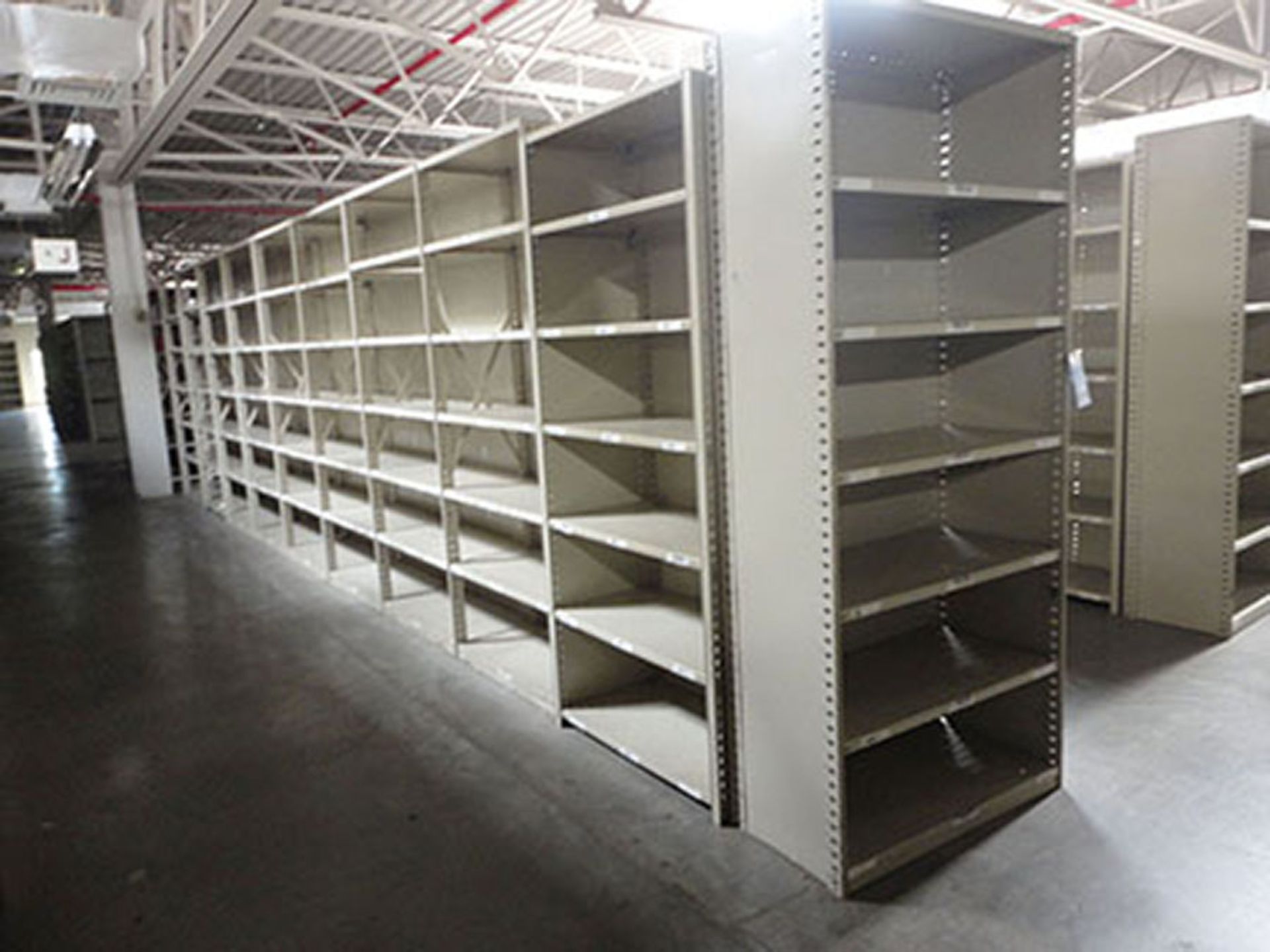 (27) SECTIONS 18'' X 36'' X 84'' HIGH HALLOWELL CLIP STYLE STEEL SHELVING - Image 4 of 4