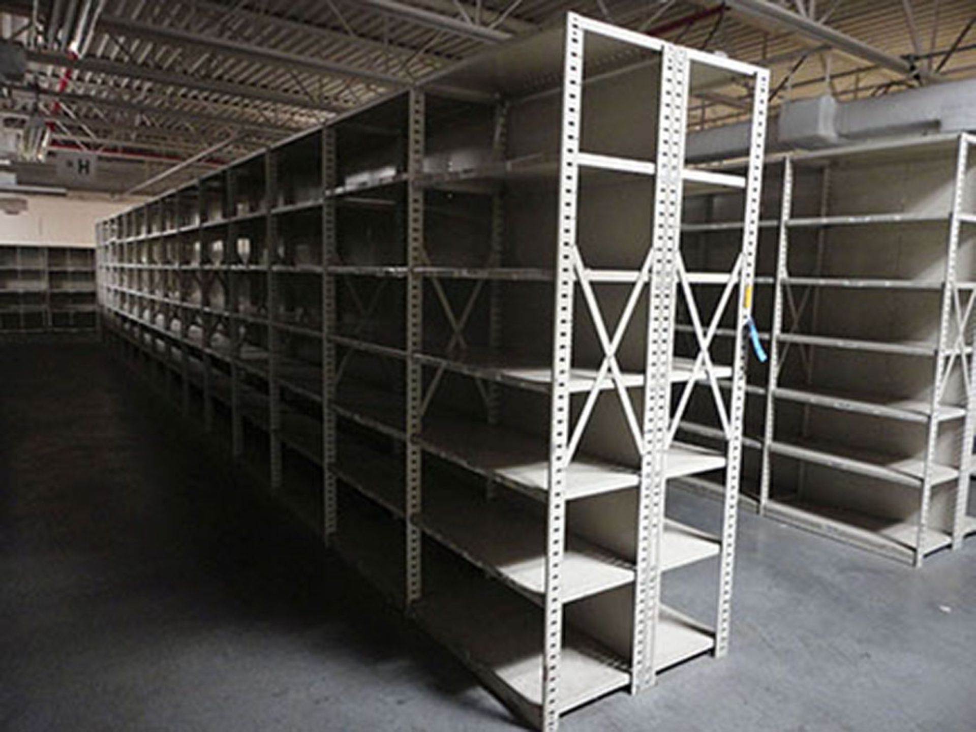 (16) SECTIONS 18'' X 36'' X 84'' HIGH HALLOWELL CLIP STYLE STEEL SHELVING - Image 2 of 4