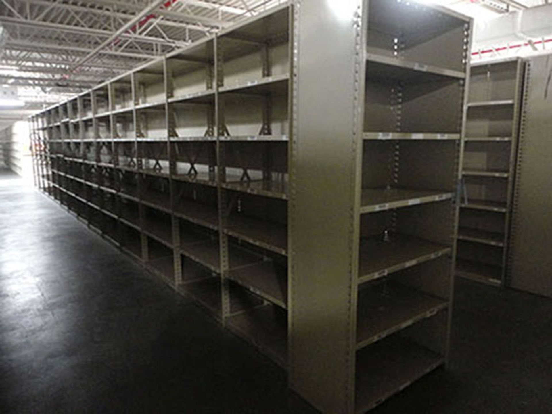 (16) SECTIONS 18'' X 36'' X 84'' HIGH HALLOWELL CLIP STYLE STEEL SHELVING - Image 4 of 4