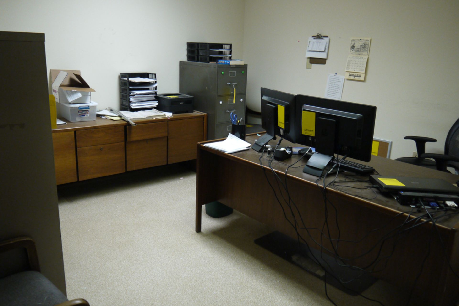 CONTENTS OF OFFICE, DESK, (3) CHAIRS, CONSOLE TABLE, FOLDING TABLE, AND (2) FILE CABINETS