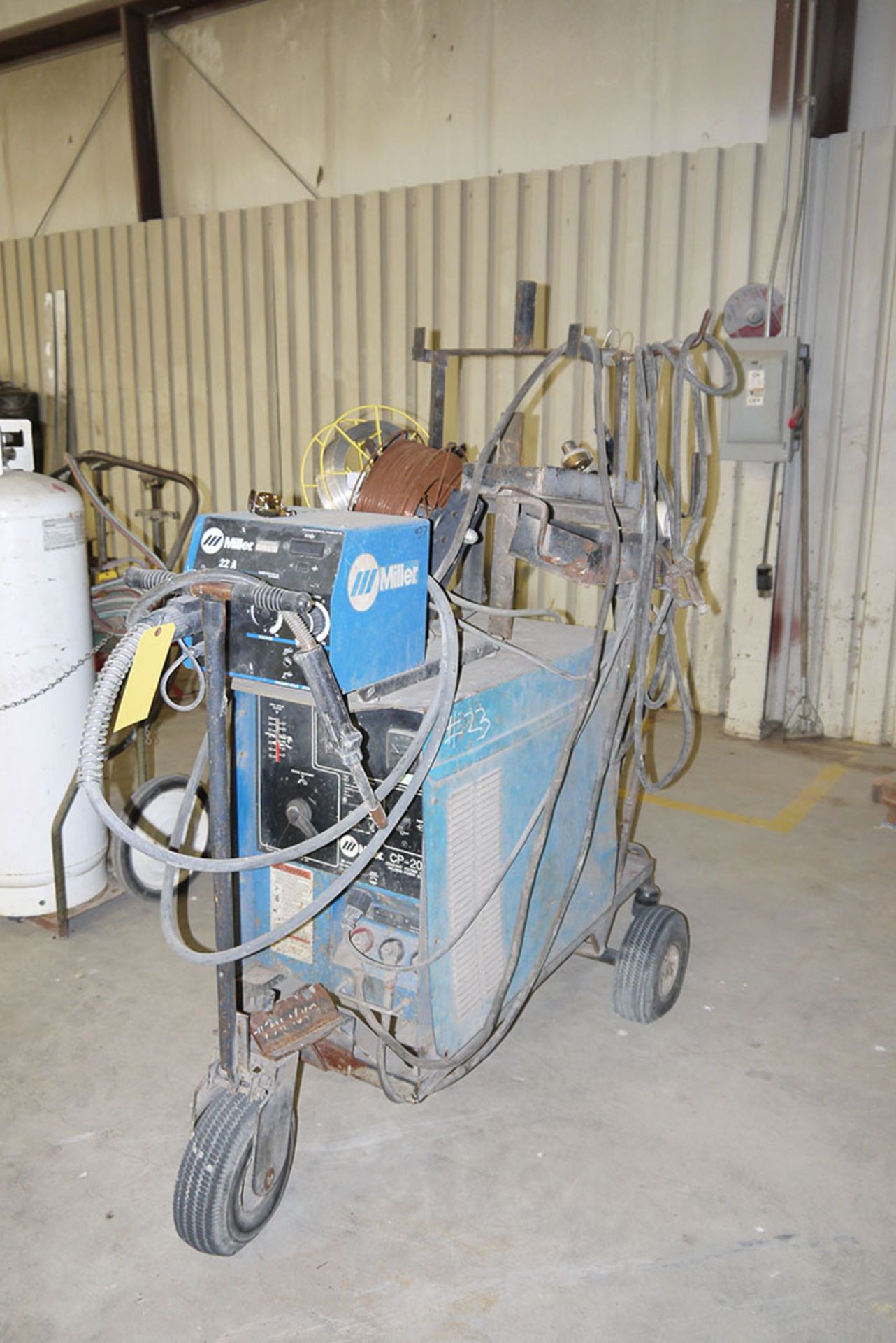 MILLER CP-200 CV-DC ARC WELDING POWER SOURCE WITH MILLER 22A WIRE FEEDER; S/N KF775236