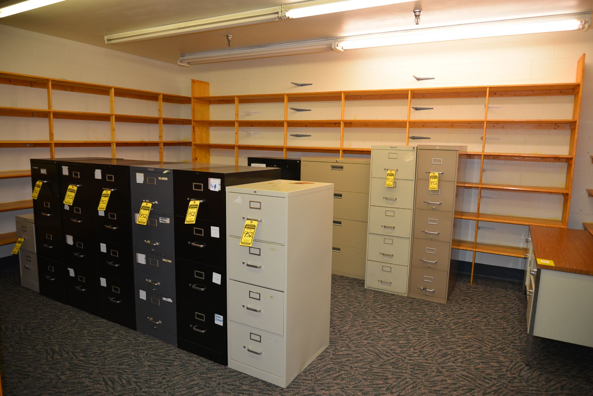 (11) ASSORTED FILE CABINETS, DESK, AND LAPTOP TABLE