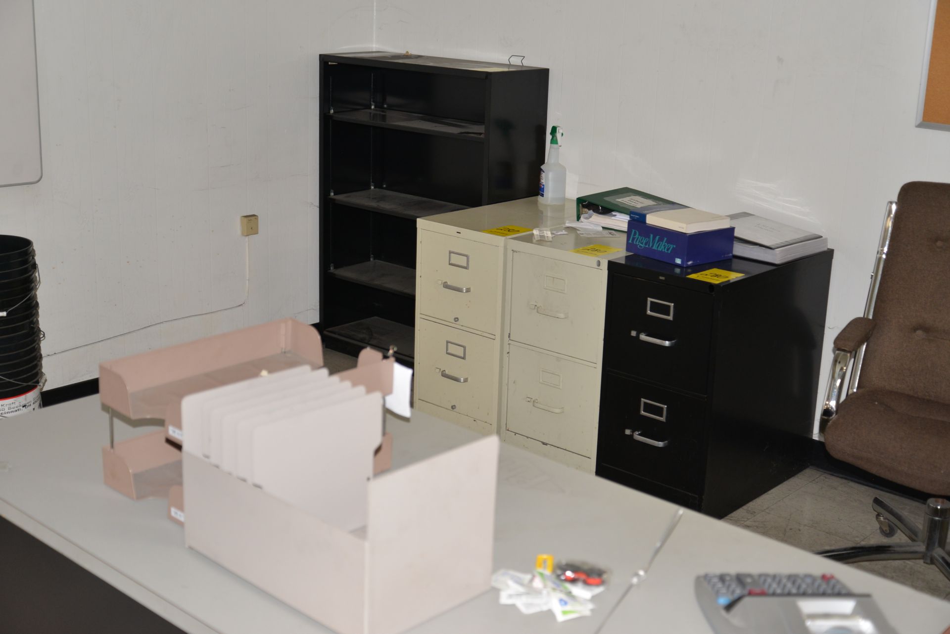 CONTENTS OF OFFICE; (2) DESKS, (3) FILE CABINETS, (3) CHAIRS, AND BOOKCASE (NO A/C UNIT) - Image 2 of 2