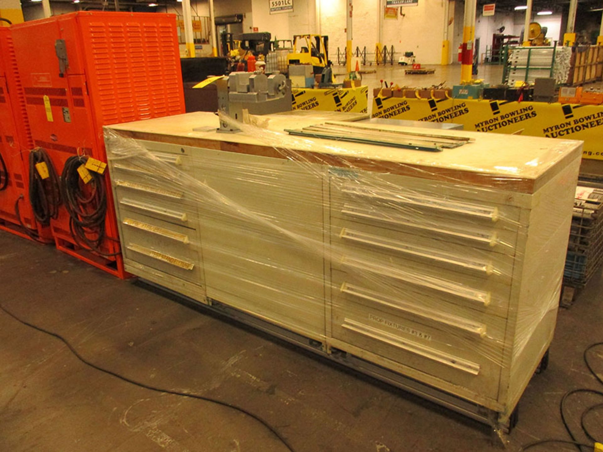 28'' X 90'' VIDMAR WORK BENCH WITH 3-CABINETS