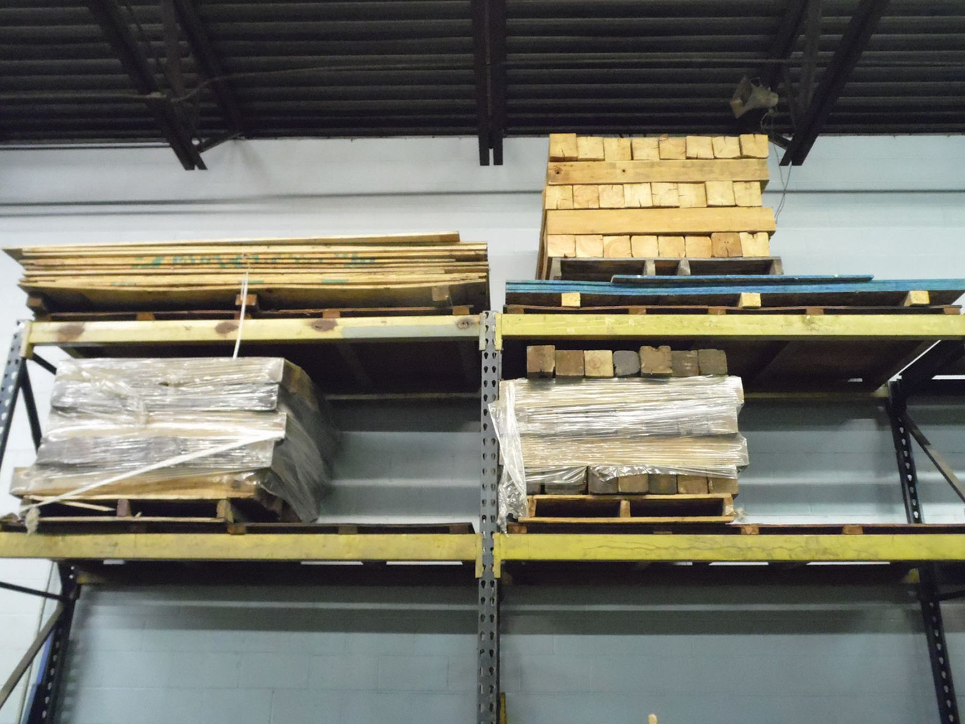 CONTENTS OF TOP SHELVES OF RACKING, 6'' X 6'' AND 4'' X 4'' BLOCKING & PLYWOOD