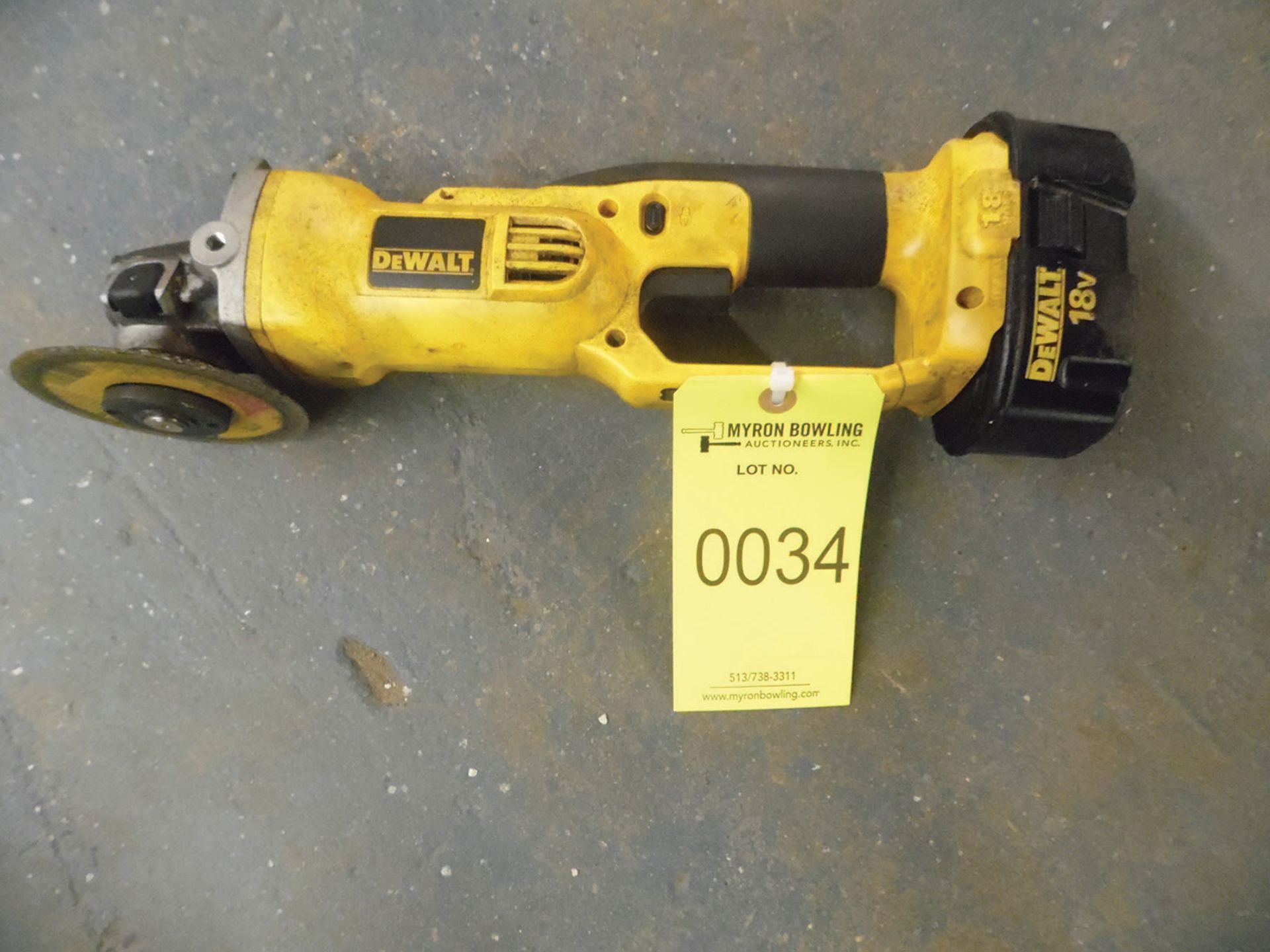 DEWALT CORDLESS ANGLE GRINDER, 18 VOLT