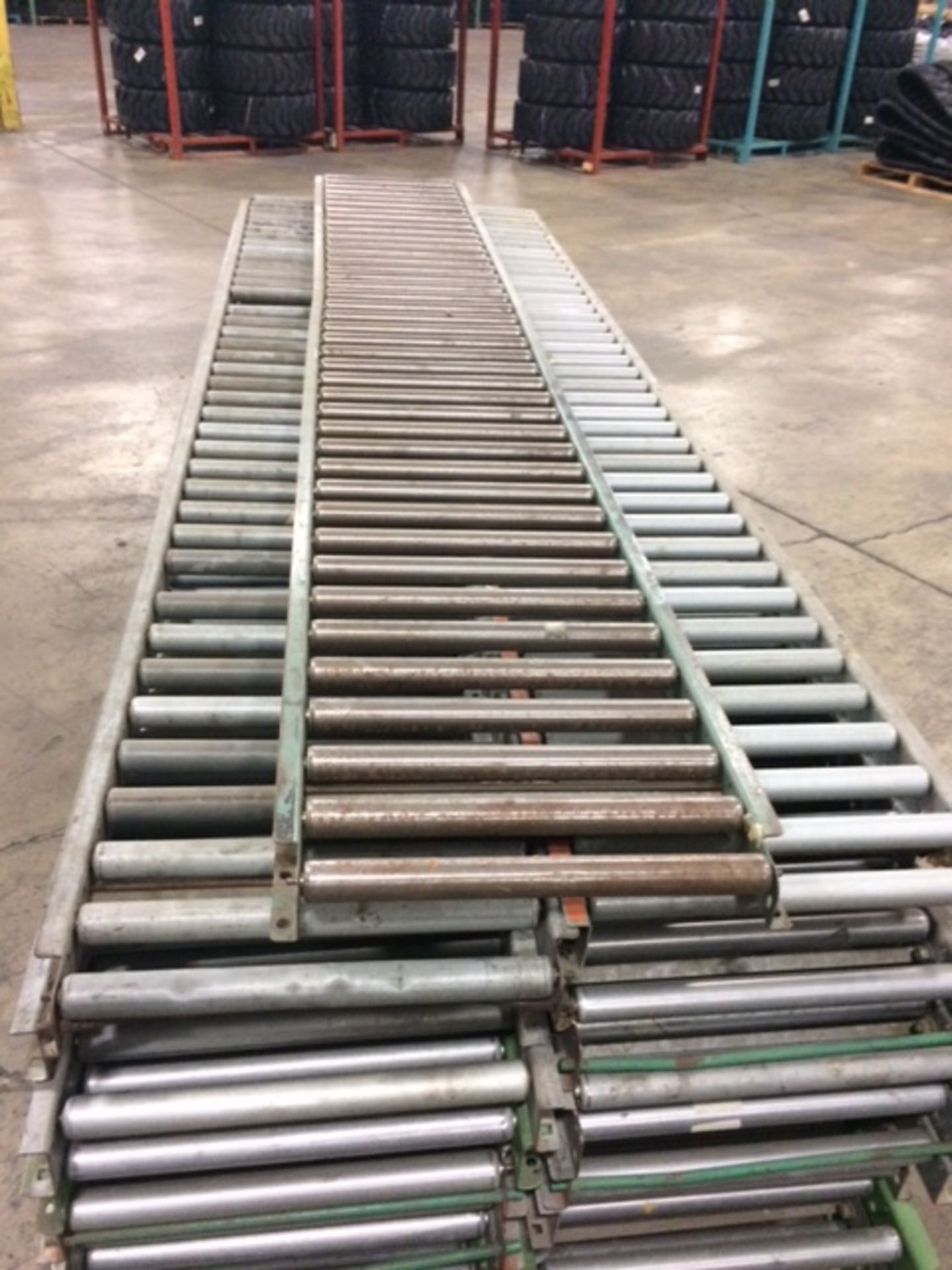GRAVITY ROLLER CONVEYOR - 92 TOTAL LINEAR FEET - (8) 120" (1) 60" (1) 84" (X10) - Image 2 of 2