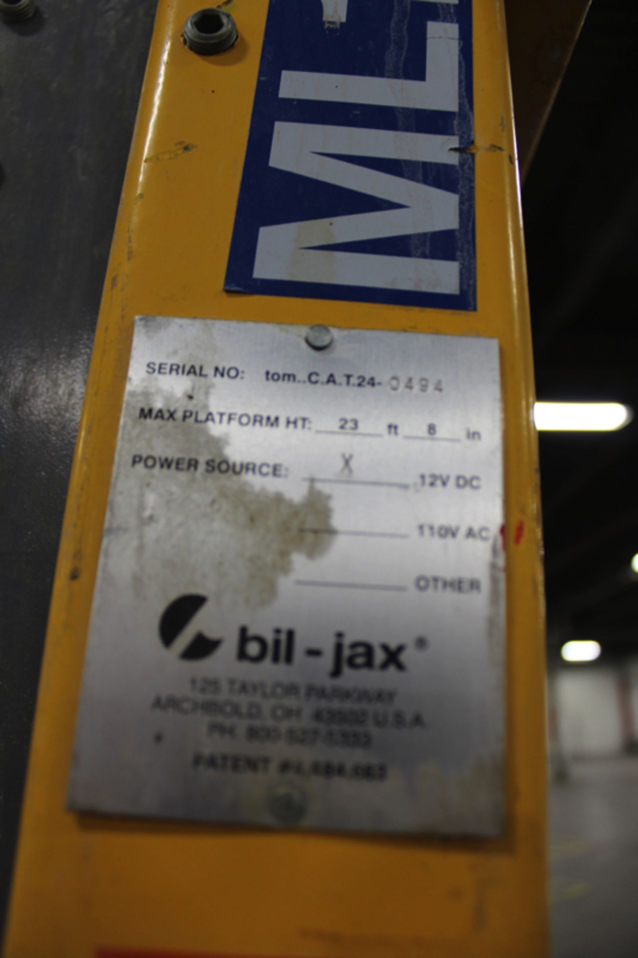 Bil-Jax Tom C.A.T 24 Electric Manlift, S/N 0494 (Location: Sonoco Warehouse) - Image 2 of 2