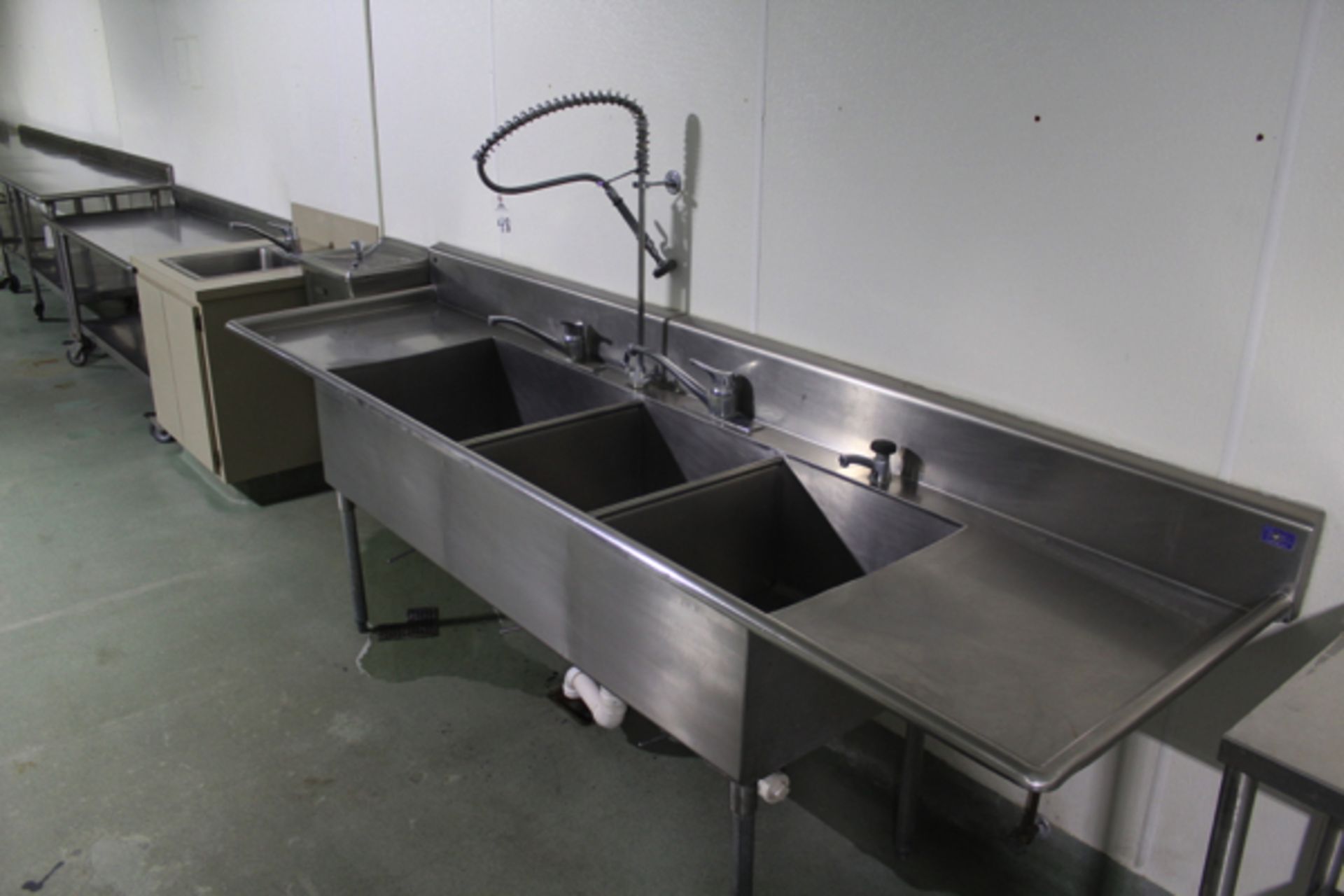 Triple Basin Stainless Steel Sink, 33" x 10' | Loading Price: $25 Or Buyer May Hand Carry By