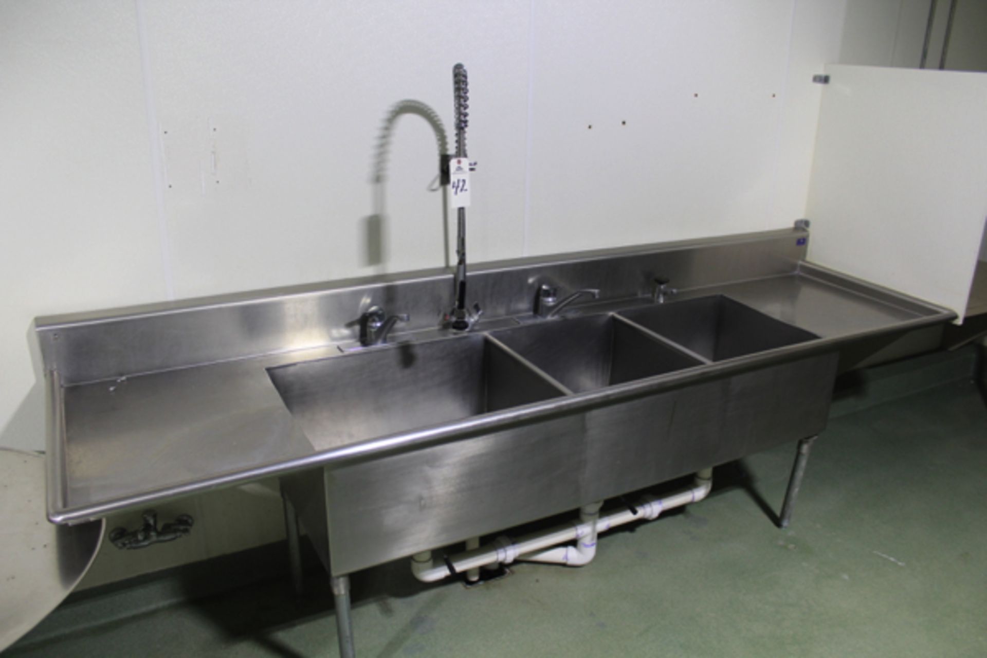 Triple Basin Stainless Steel Sink, 32" x 10' | Loading Price: $50