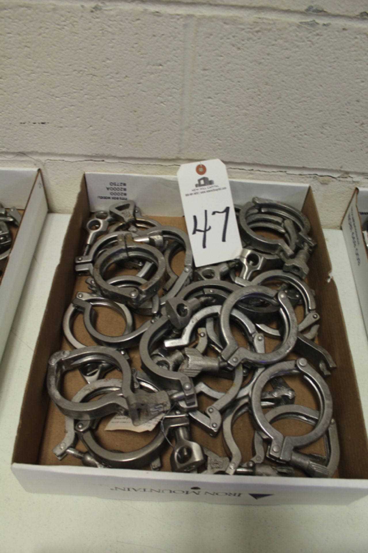 Lot of (24) Sanitary Pipe Clamps | Location: Oven/Mixing Room | Rigging Price: Buyer May Hand