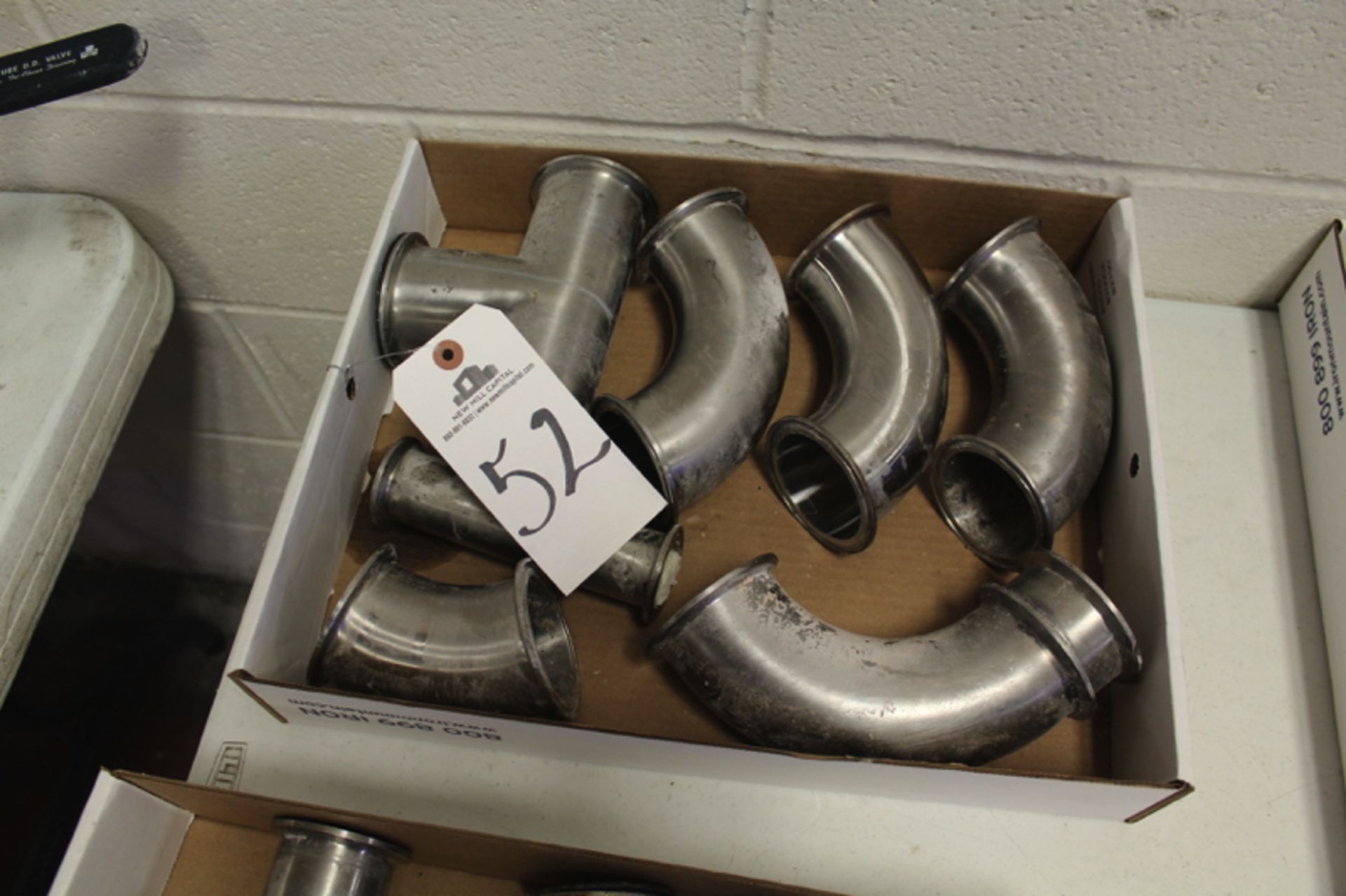 Lot of Sanitary Pipe Fittings | Location: Oven/Mixing Room | Rigging Price: Buyer May Hand Carry