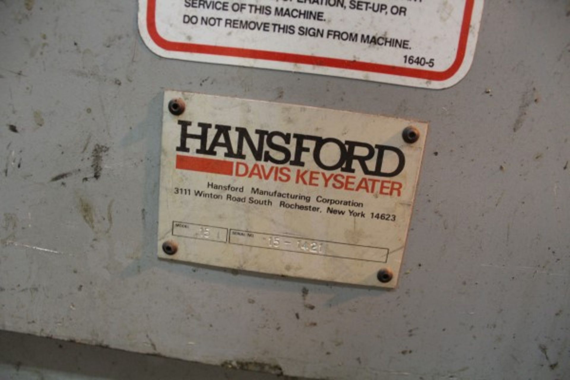 Hansford Davis Keyseater, M# 15, S/N 15-1421, W/ Cutters | Location: PM3 2nd Floor Machine Shop - Image 2 of 3