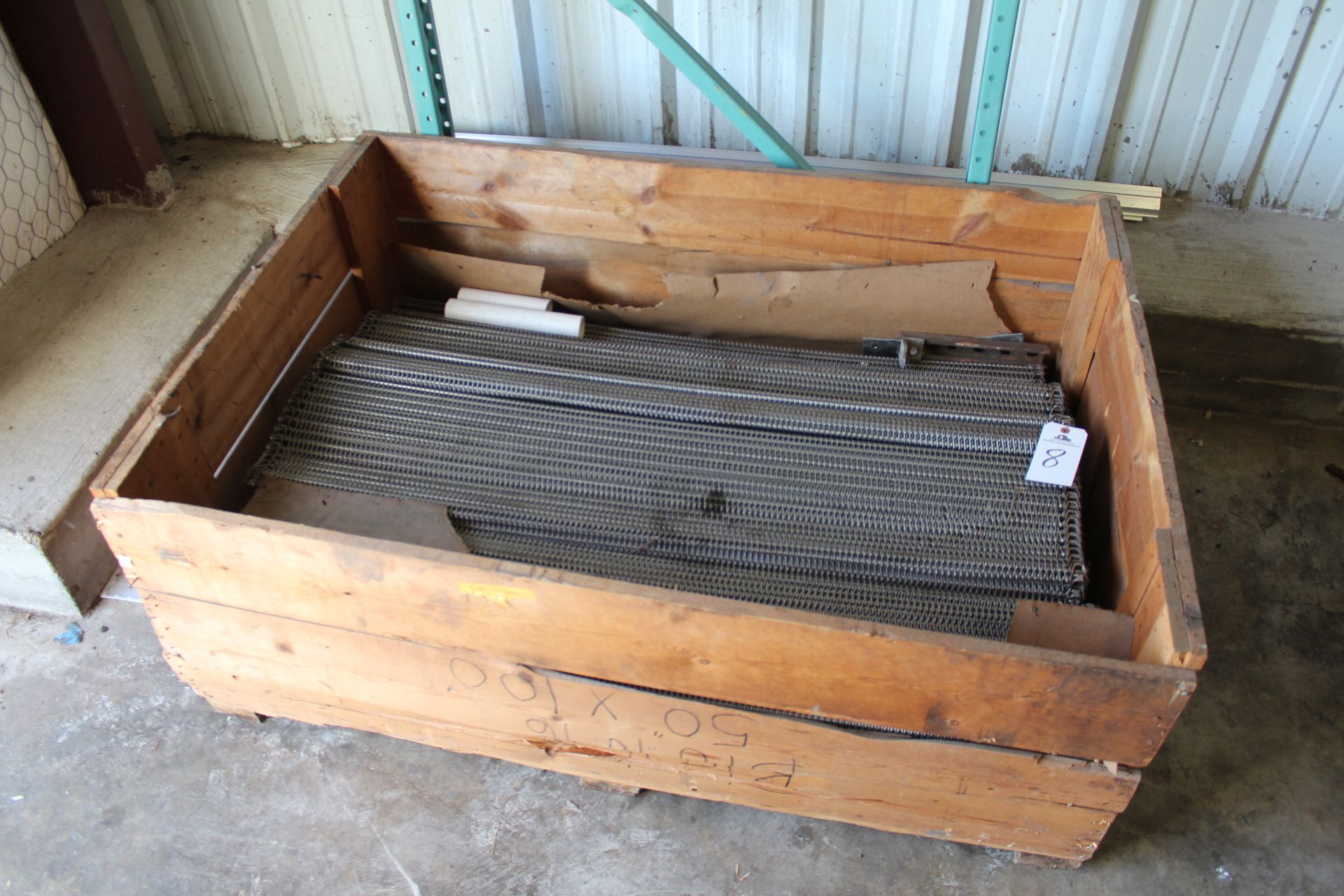 Lot of Stainless Steel Mesh Conveyor, 50" X 100' | Rigging Price: $25