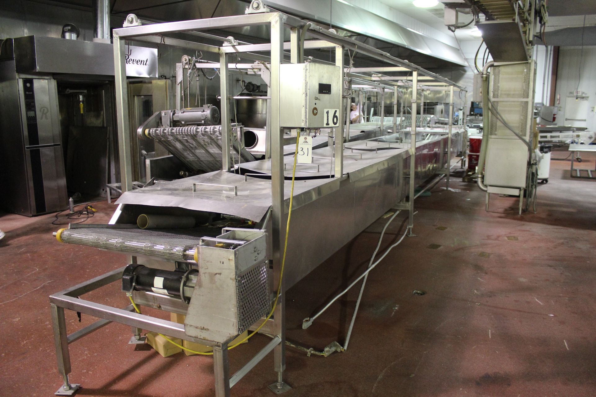 Stainless Steel Continuous Submersion Cooking Conveyor with Top Hold Down Belt, 30" Belt, 35"W X 23"