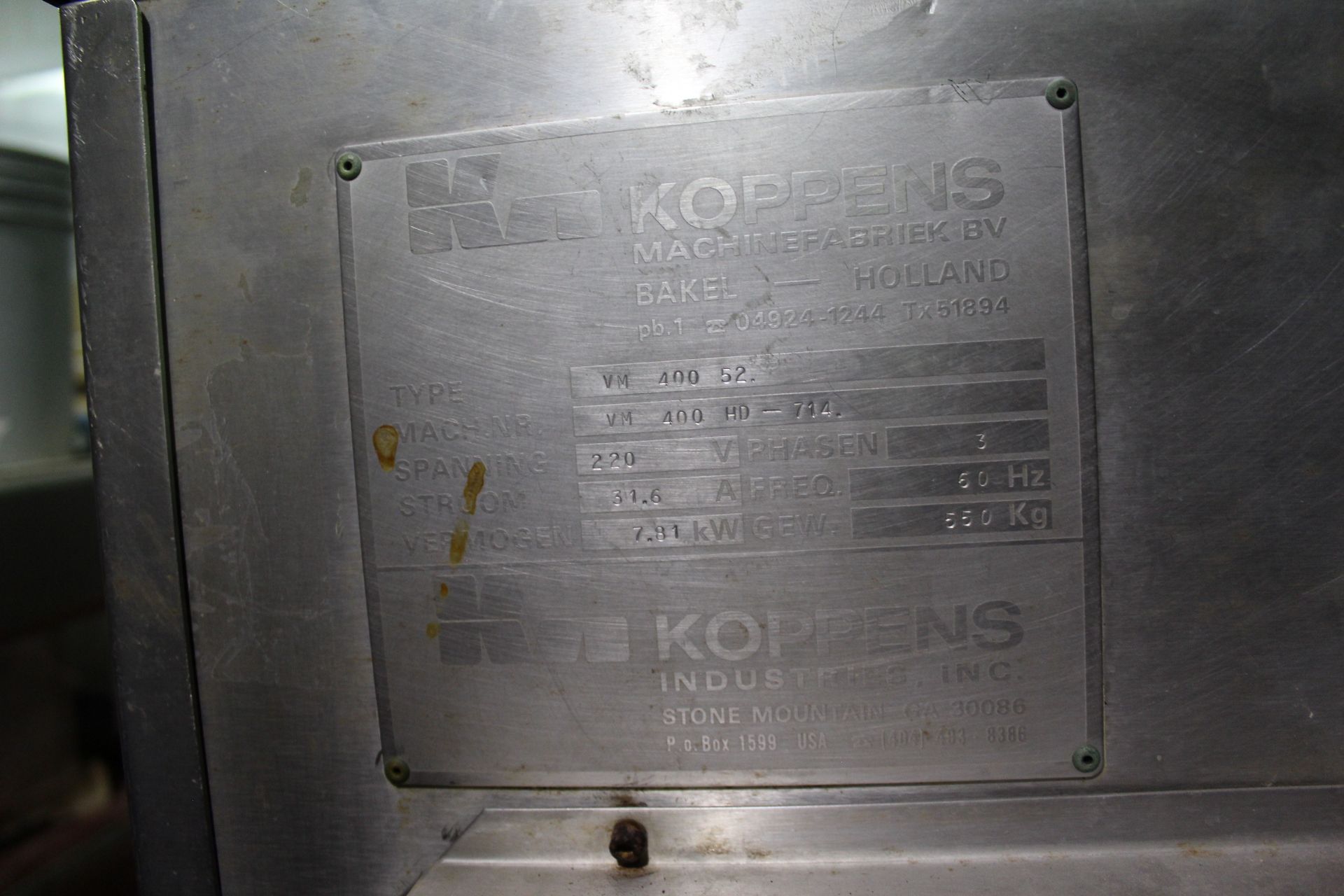 Koppens Forming Machine, Type VM 400 52, S/N VM 400 HD-714 | Rigging Price: $300 - Image 4 of 4