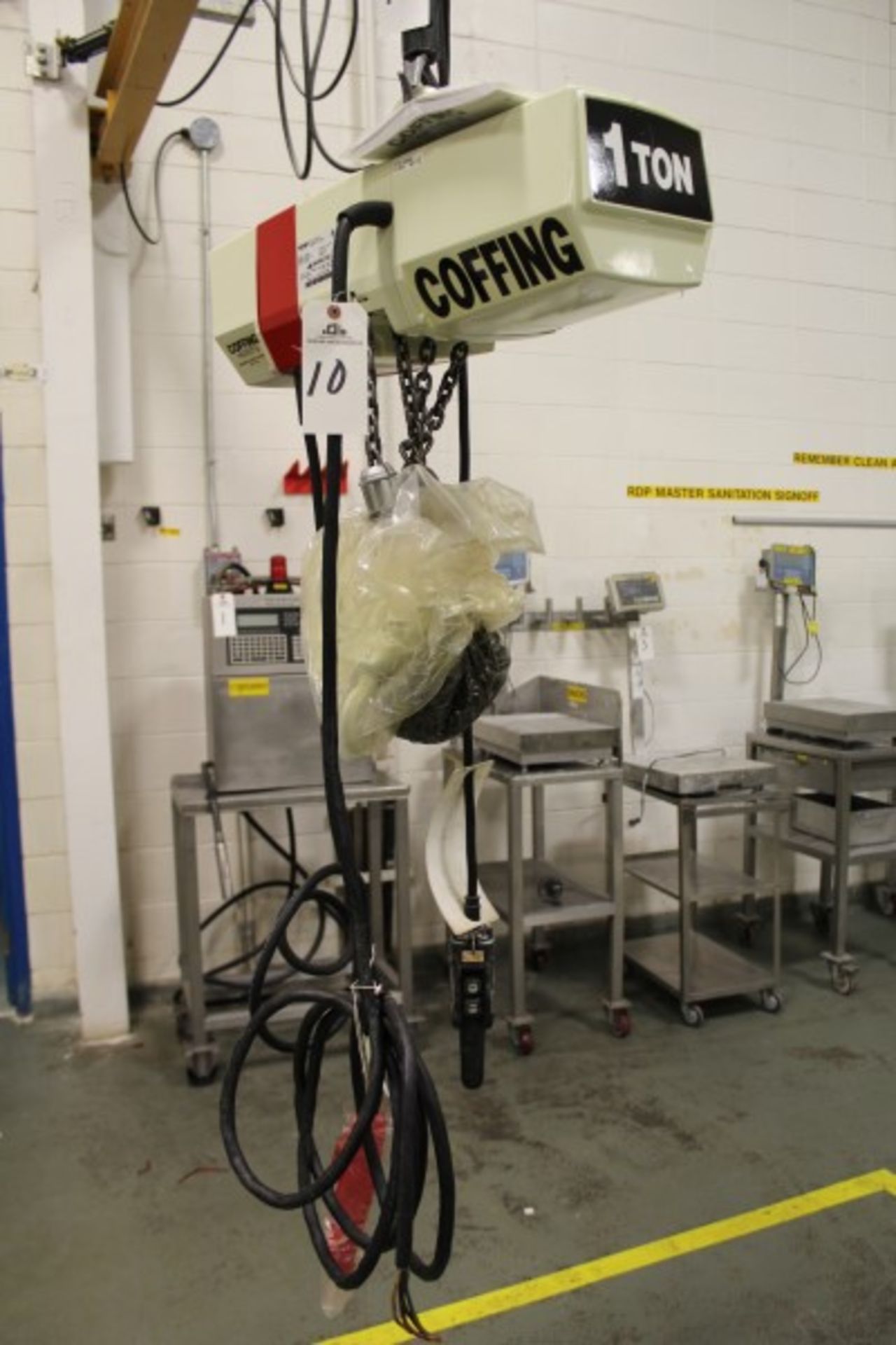 Coffing Electric Hoist, M# EC2008-5, S/N EC1E4138UX | Location: Cookie Line | Rigging Price: $150