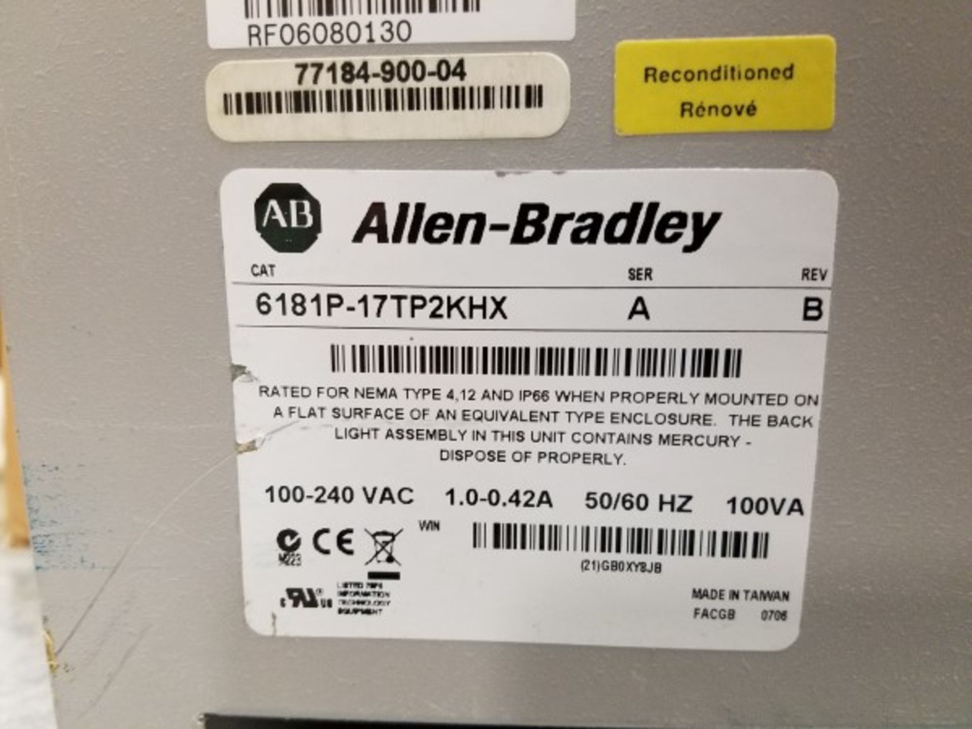 Allen Bradley Versa View 1700P | Location: Cookie Line | Rigging Price: Buyer May Hand Carry or - Image 2 of 2
