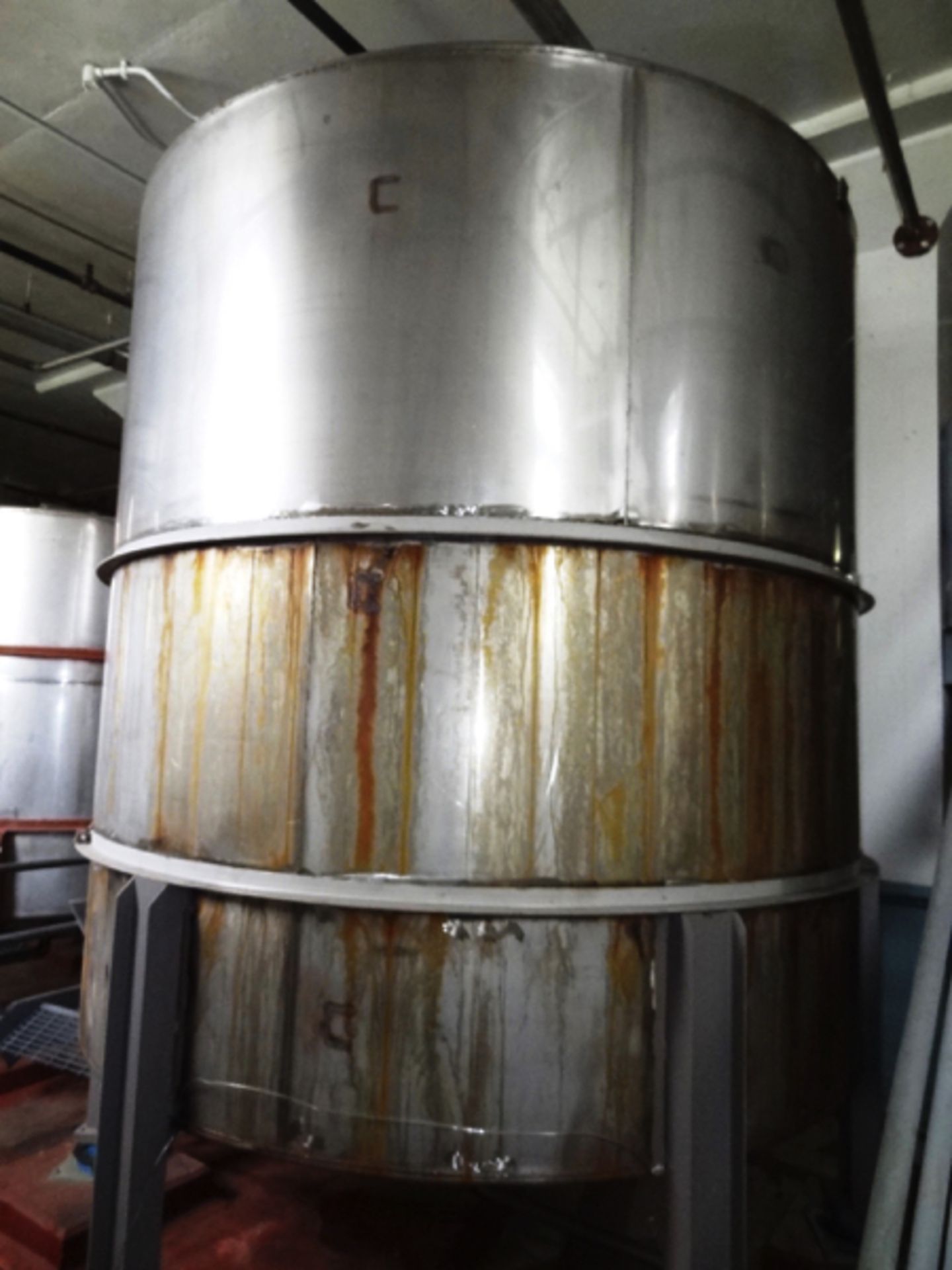 4,311 Gallon Stainless Steel Storage Tank, 9' Dia. X 9' SW x 12' - 6" OH, Conical Bottom...