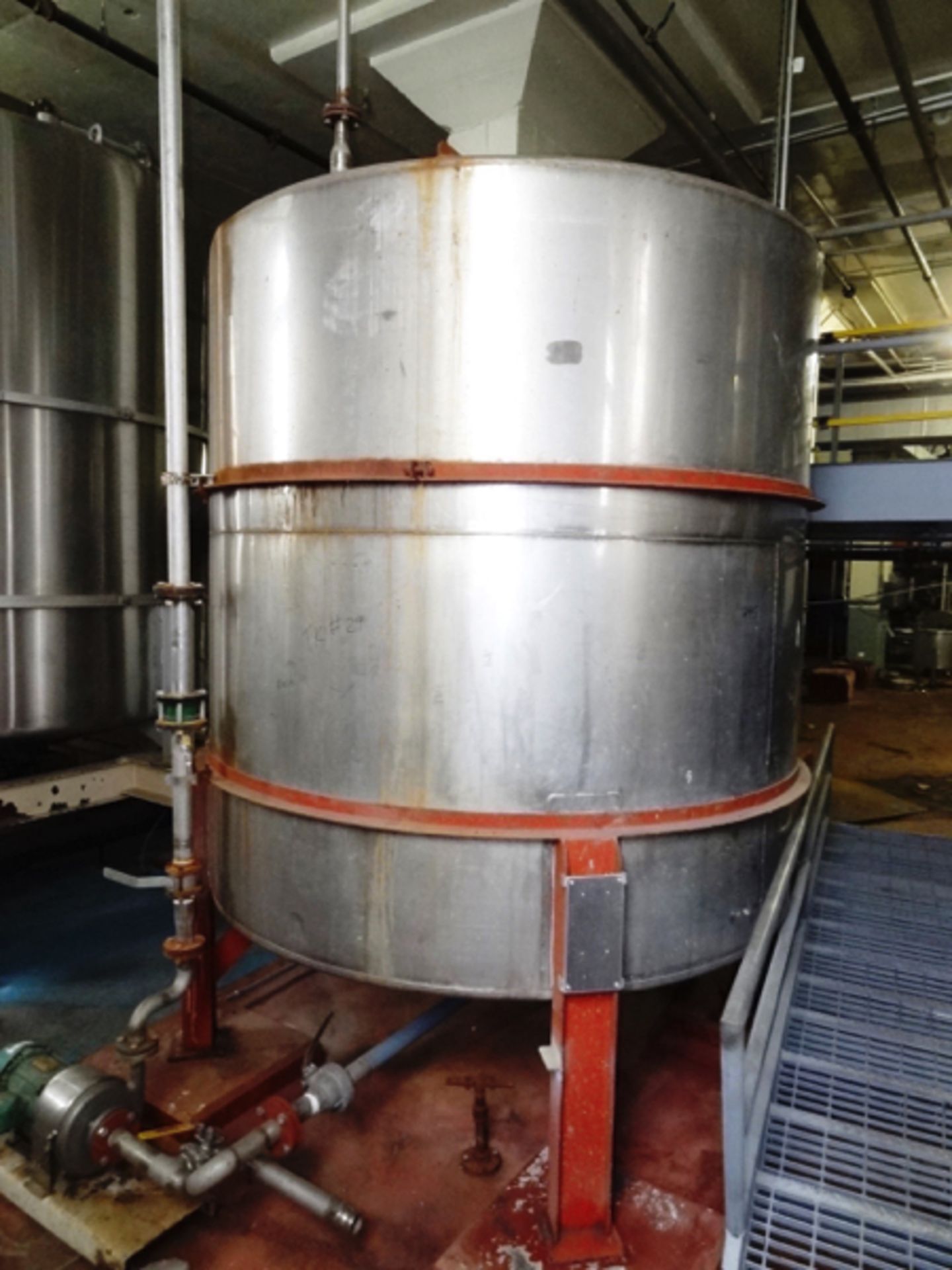 2,110 Gallon Stainless Steel Storage Tank, 6' Dia. X 7' SW x 10' OH, Conical Bottom 2" Threaded... - Image 2 of 5