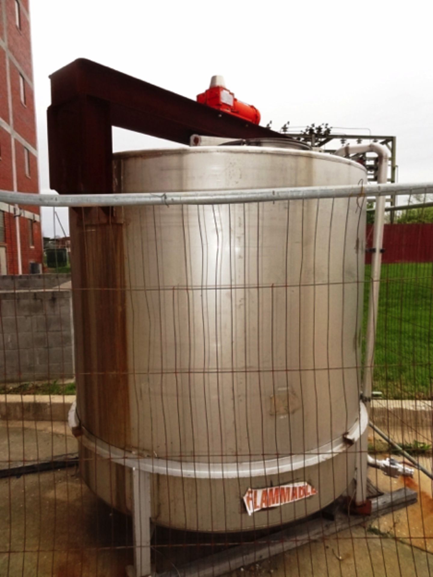 1,470 Gallon Stainless Steel Storage Tank, 6'-4" OD x 6' SW x 9'-6" OH, Conical Bottom 3" THD...