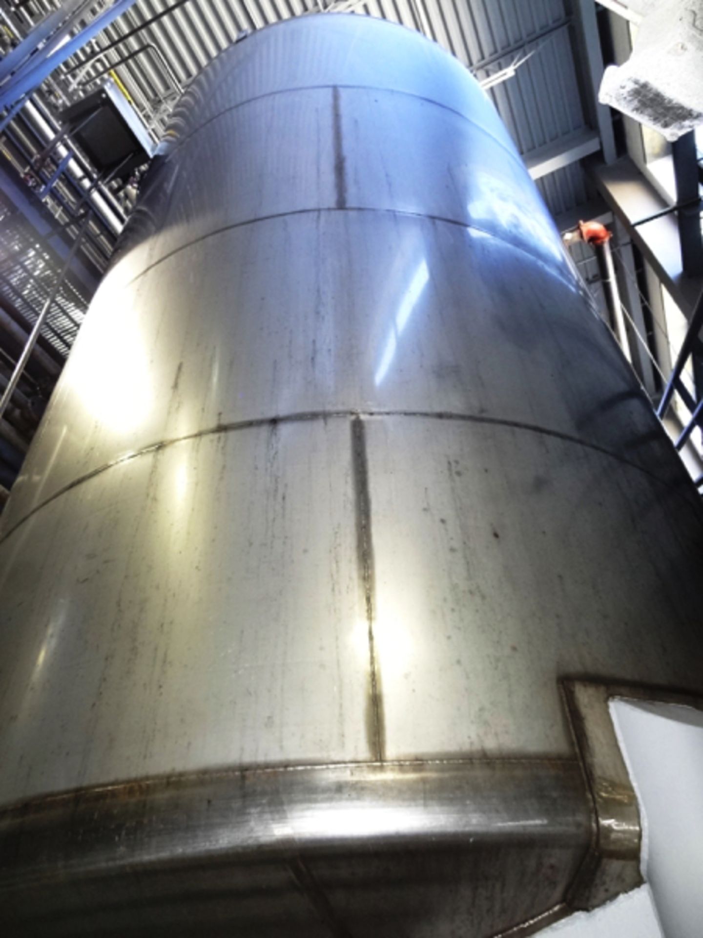 11,500 Gallon SS Vertical Agitated Tank, Dome Top, Dish Bottom, Side Bottom Agitator, Top Manway, - Image 4 of 12