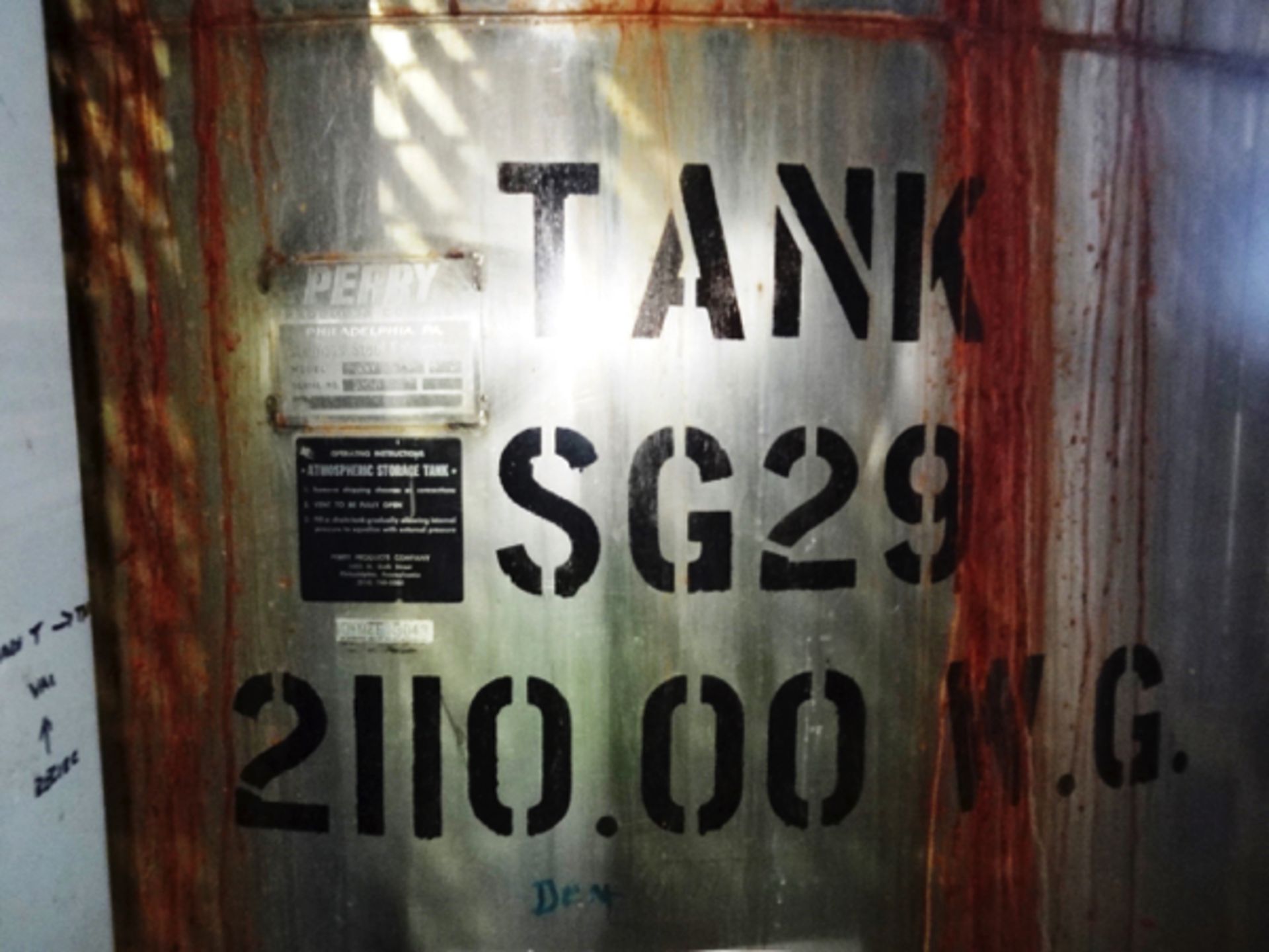 2,110 Gallon Stainless Steel Storage Tank, 6' Dia. X 7' SW x 10' OH, Conical Bottom 2" Threaded... - Image 4 of 5