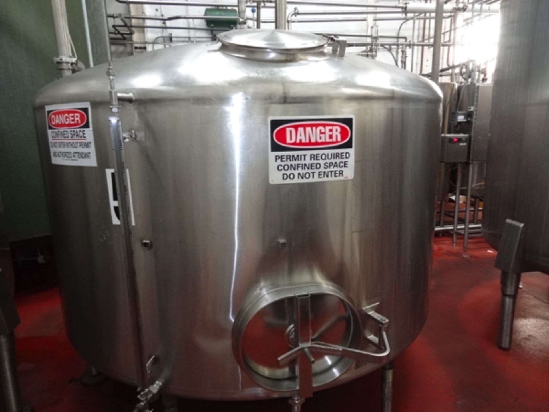 1500 Cherry Burrell Stainless Steel Side Agitated Mixing Tank, 8' Diameter X 4' Straightwall X 9'