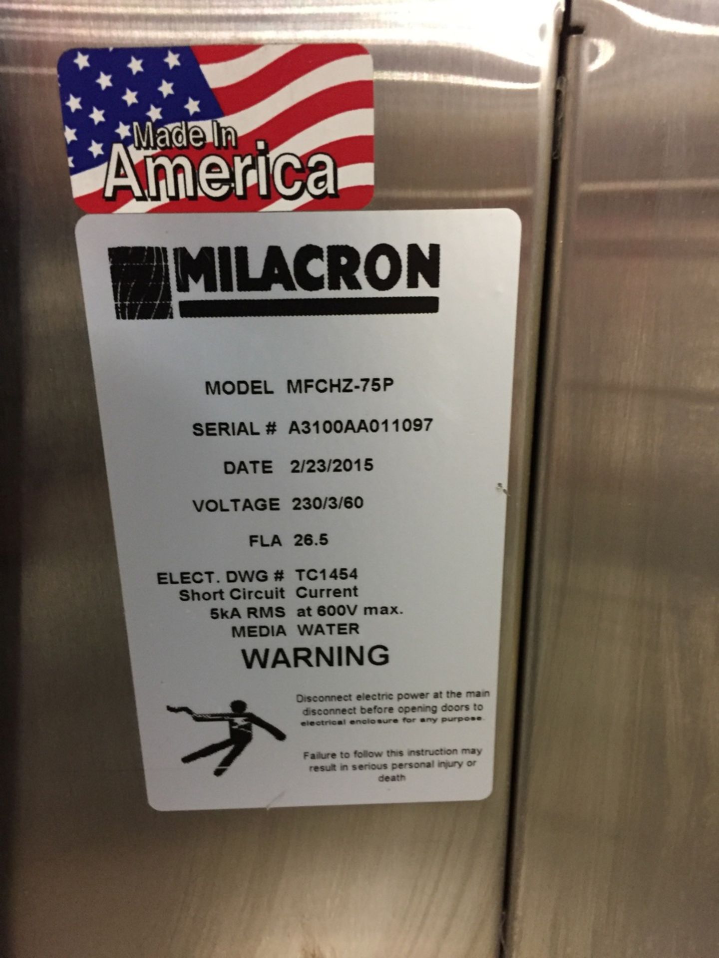2015 Milacron Model MFCHZ-75P Temperature Controller, 10 KW Heater, Process Pump 10KW - 3/4HP - 35 - Image 2 of 2