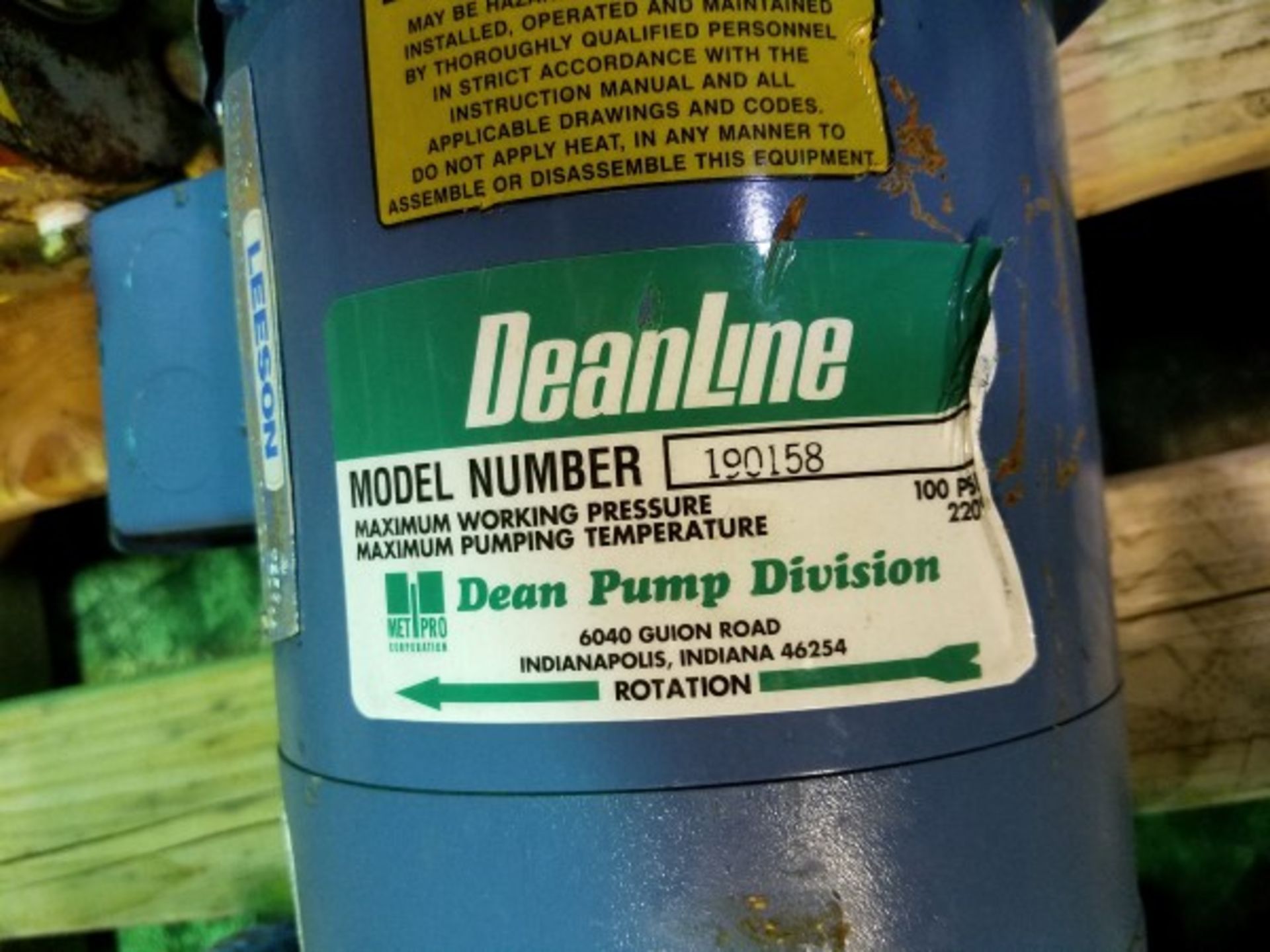 Dean Line 190158 Pump, 1/2 HP | Seller to load for $10 per lot or buyers may remove hand carry items - Image 2 of 3