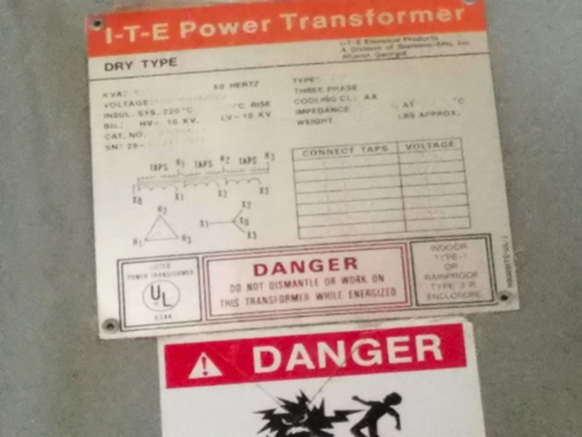 ITE 35 KVA Dry Transformer | Location: Cooling Tower - Image 2 of 2