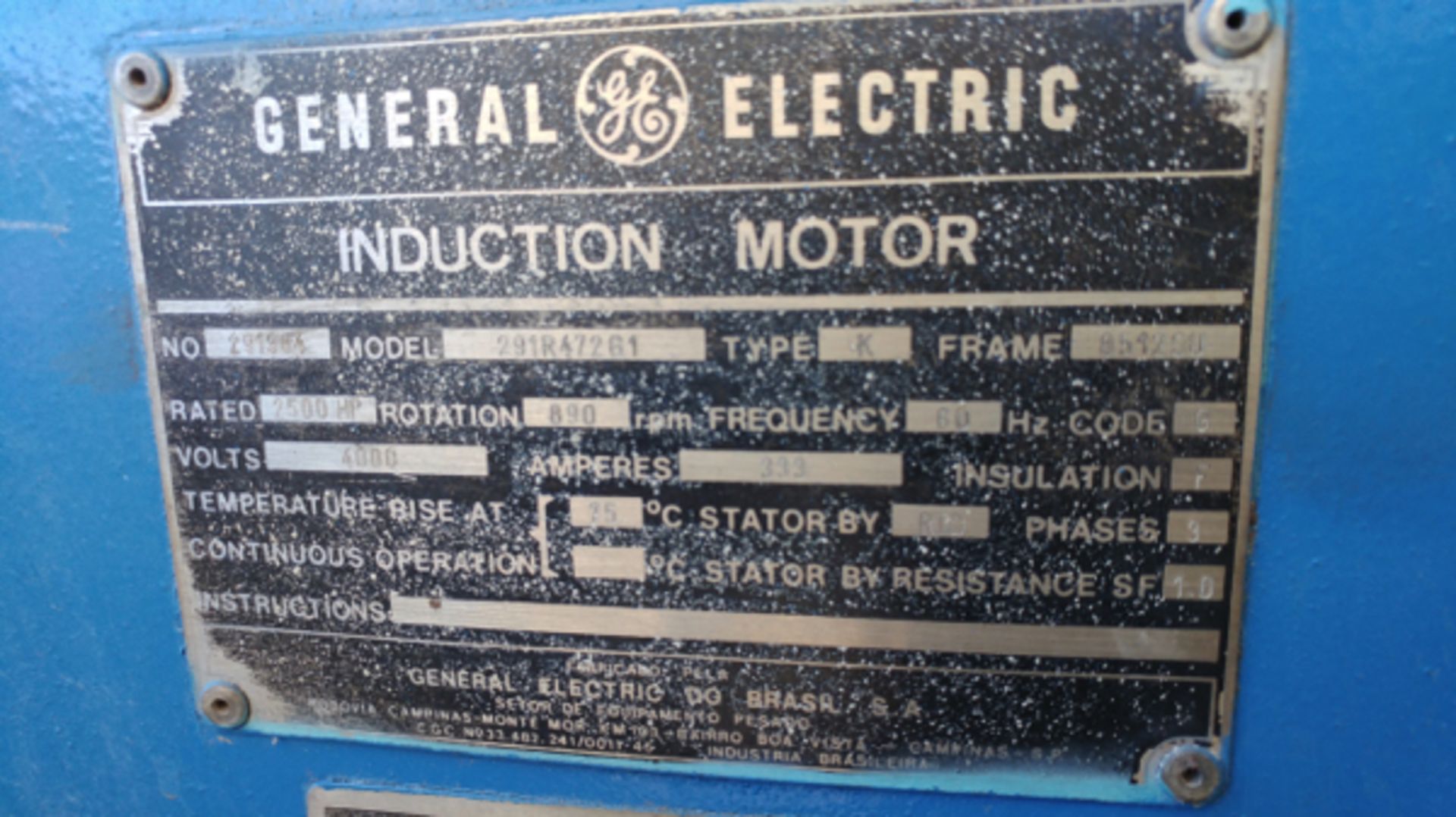 General Electric 2,500 HP Induction Electric Motor | Location: Boiler - Image 2 of 2