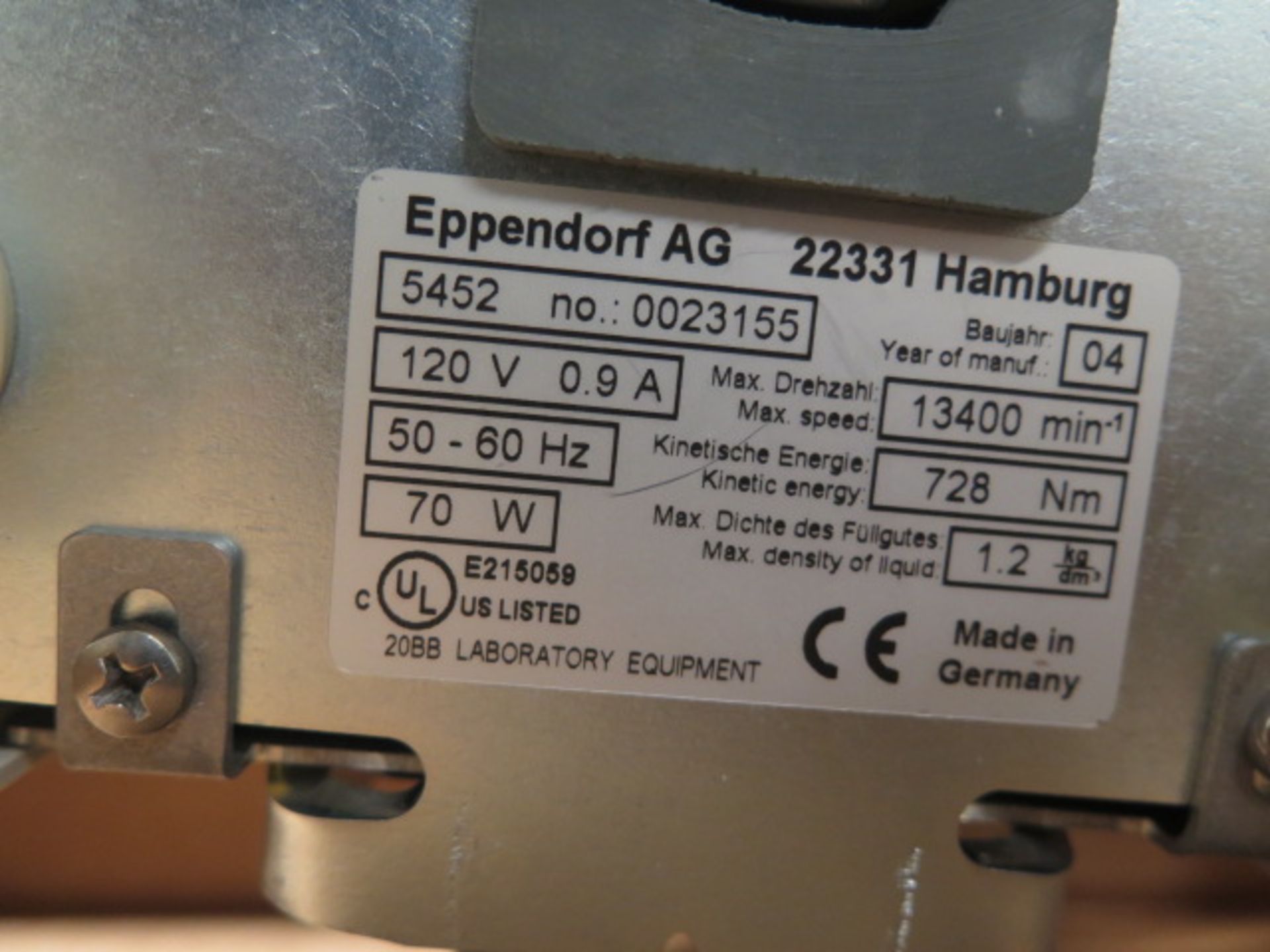 2004 Eppendorf mdl. 5452 Centrifuge | Loading Price: Hand Carry or Contact Rigger - Image 6 of 6