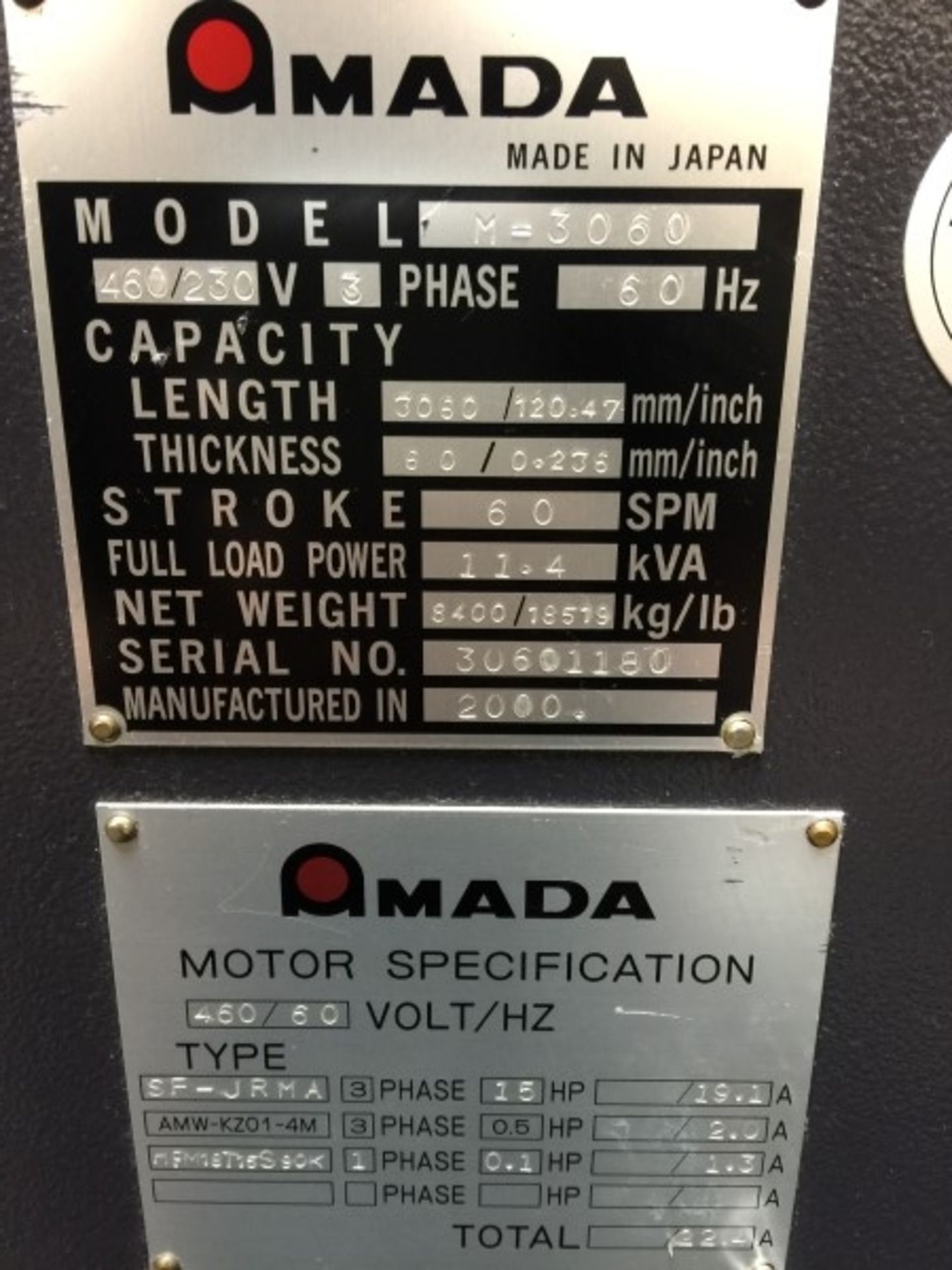 2000 Amada Shear - Model M-3060 - Image 6 of 6