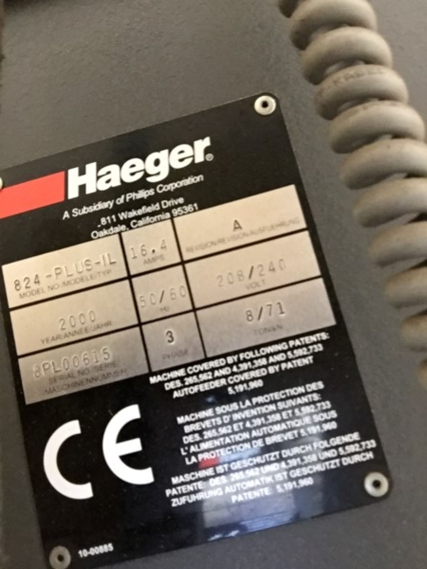 (1) Haeger 824 Plus IL Fastener Insertion System Year 2000, S/N: 8PL00615 - Image 6 of 6