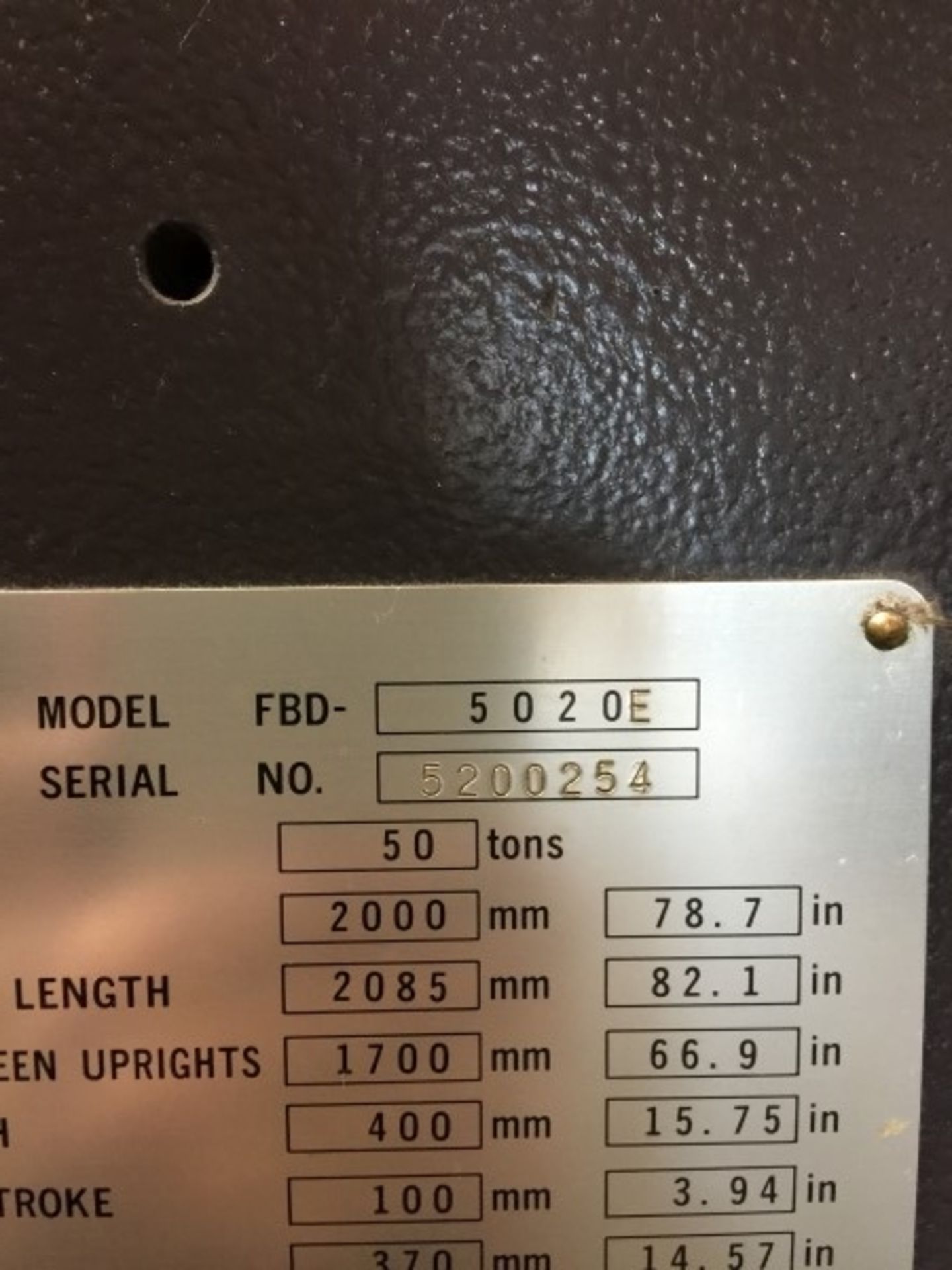 1989 Amada Press Brake - Model FBD 5020E, S/N: 520025Y - Image 5 of 7