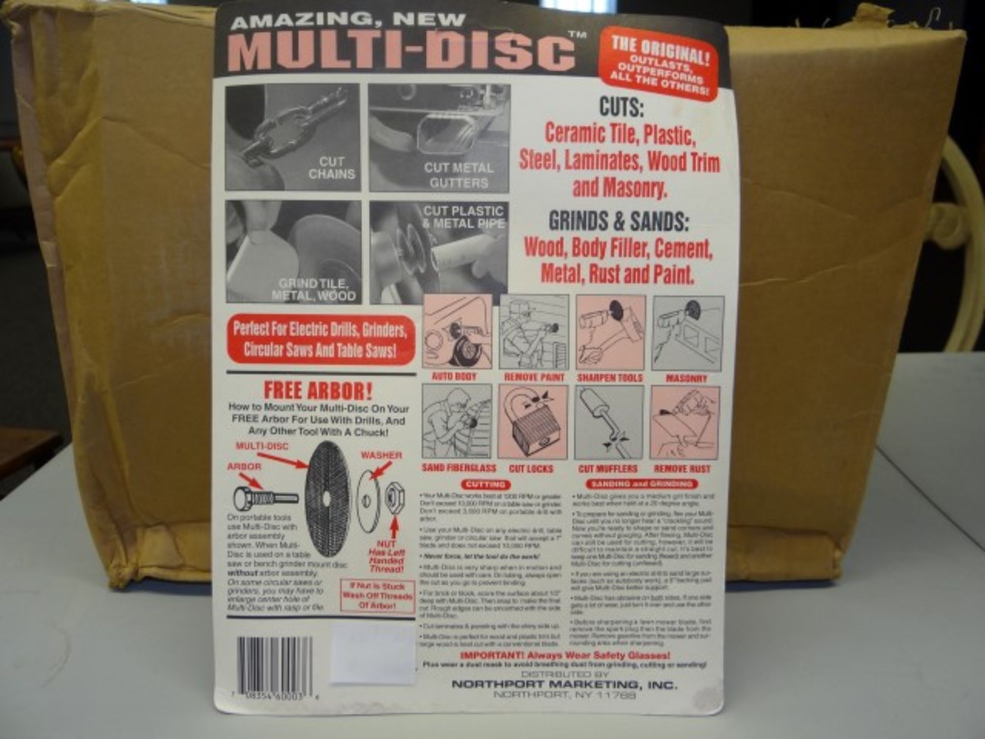 7" Aluminum Oxide Grinding and Cut Off Discs. 12 Blister Packs/Case with 2 Disks Per Pack with Arbor - Image 2 of 3